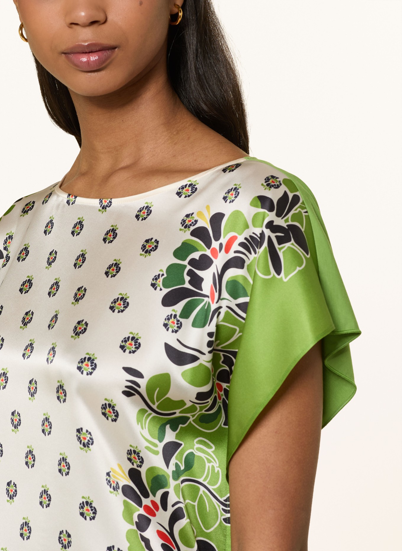 MARC CAIN Blusenshirt im Materialmix: 112 bright ecru