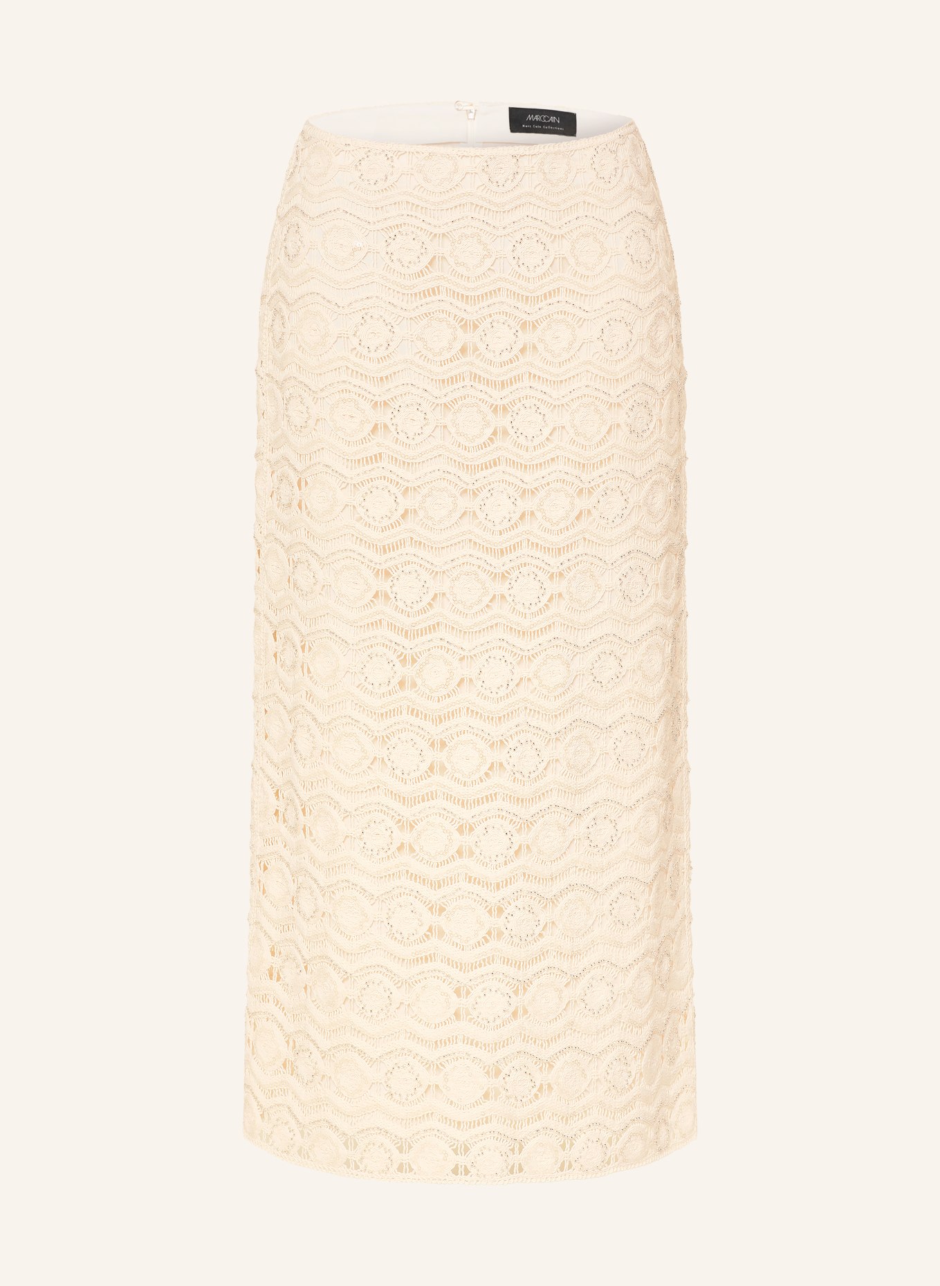 MARC CAIN Häkelrock mit Schmuckperlen: 112 bright ecru