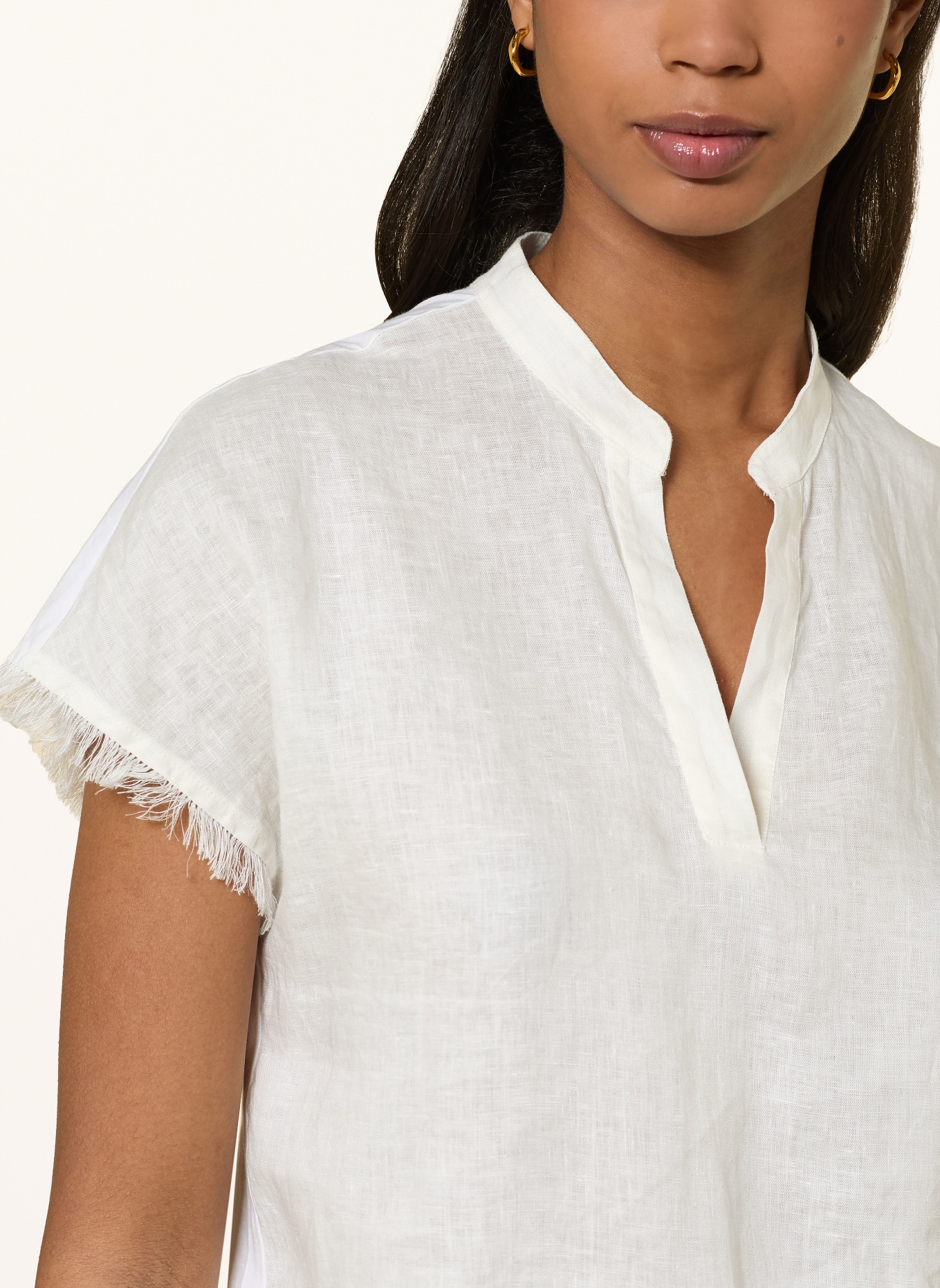 MARC CAIN Blusenshirt im Materialmix: 112 bright ecru