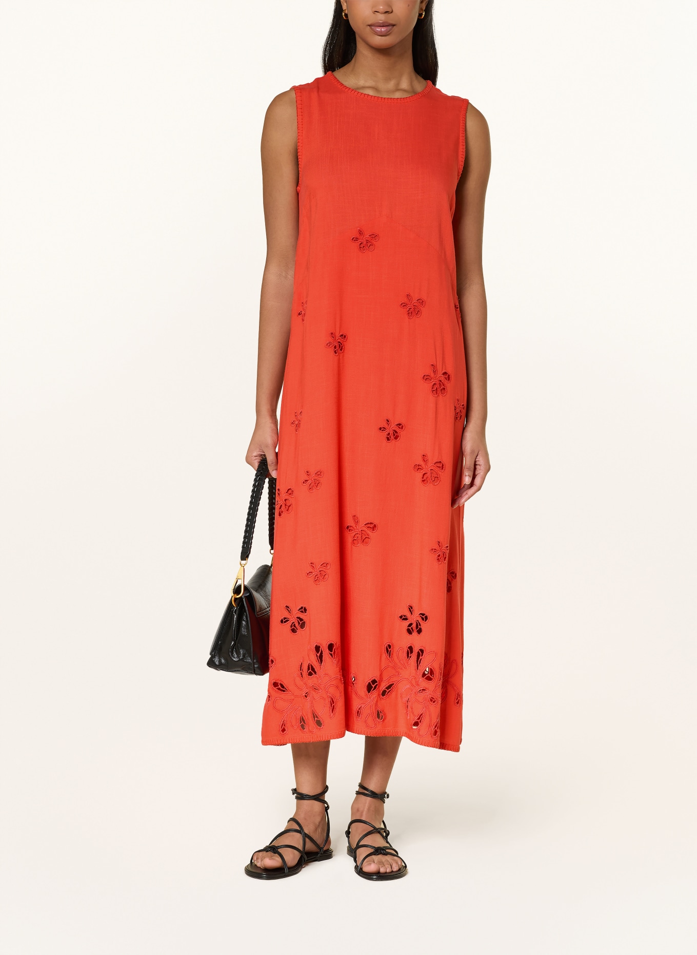 MARC CAIN Dress with eyelet lace: 223 bright tomato