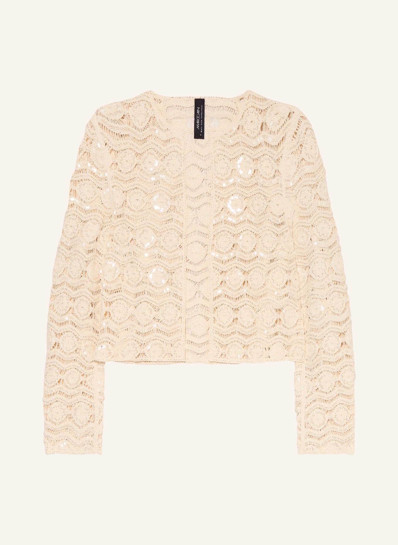 MARC CAIN Crochet jacket with decorative beads: 112 bright ecru