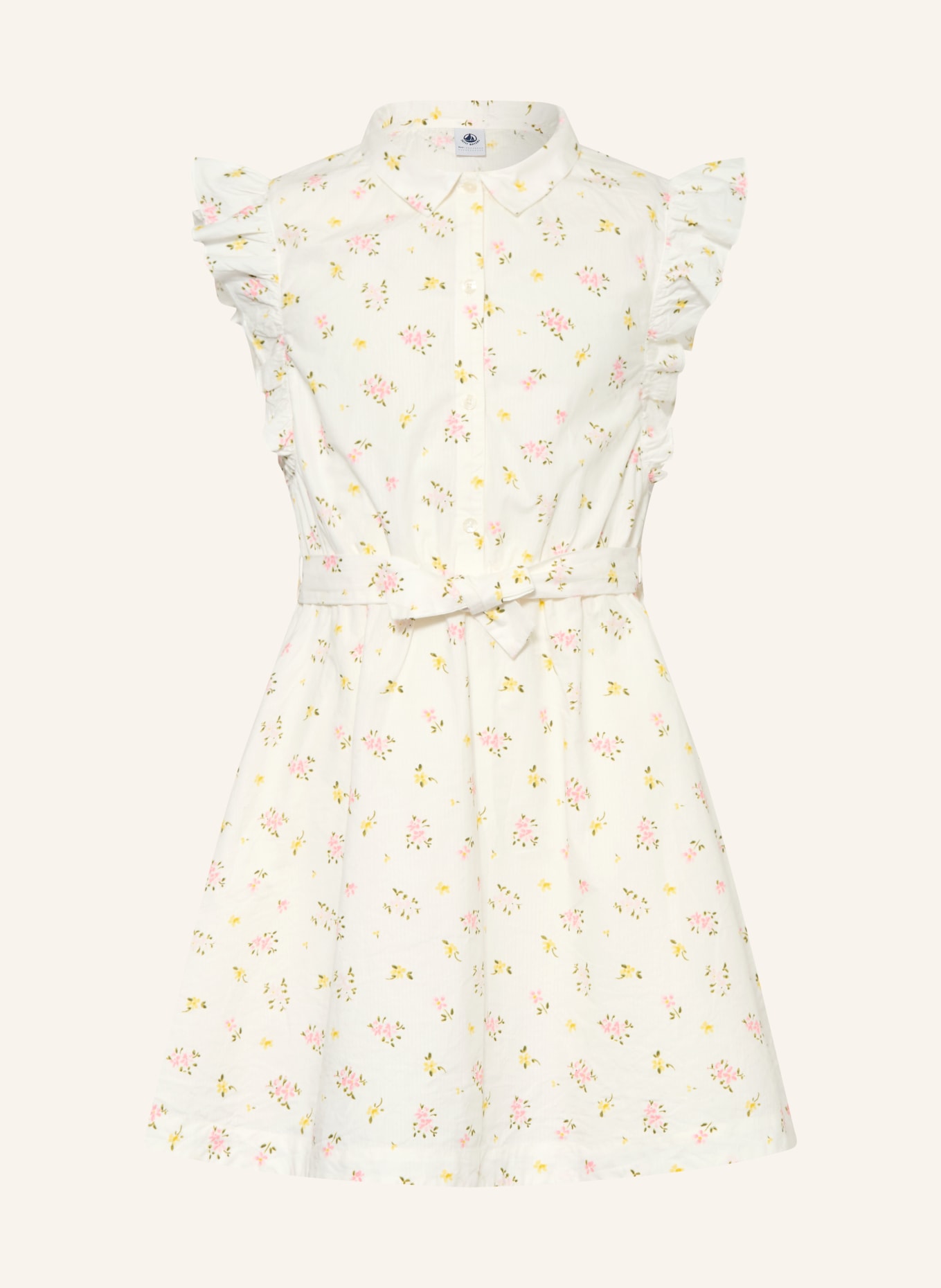 PETIT BATEAU Kleid mit Volants: WEISS / ROSA / GELB