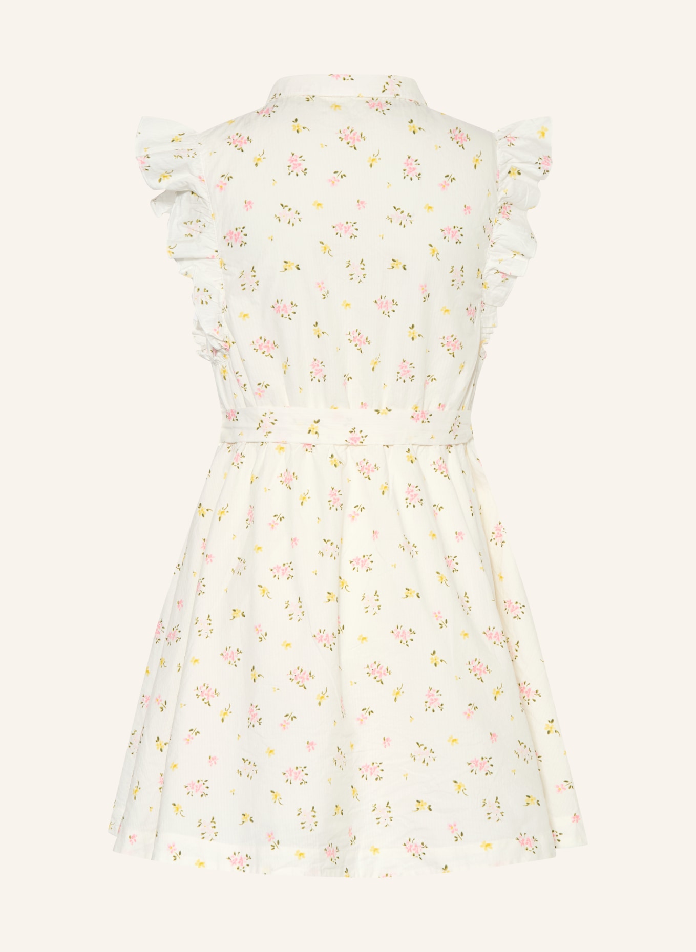 PETIT BATEAU Kleid mit Volants: WEISS / ROSA / GELB