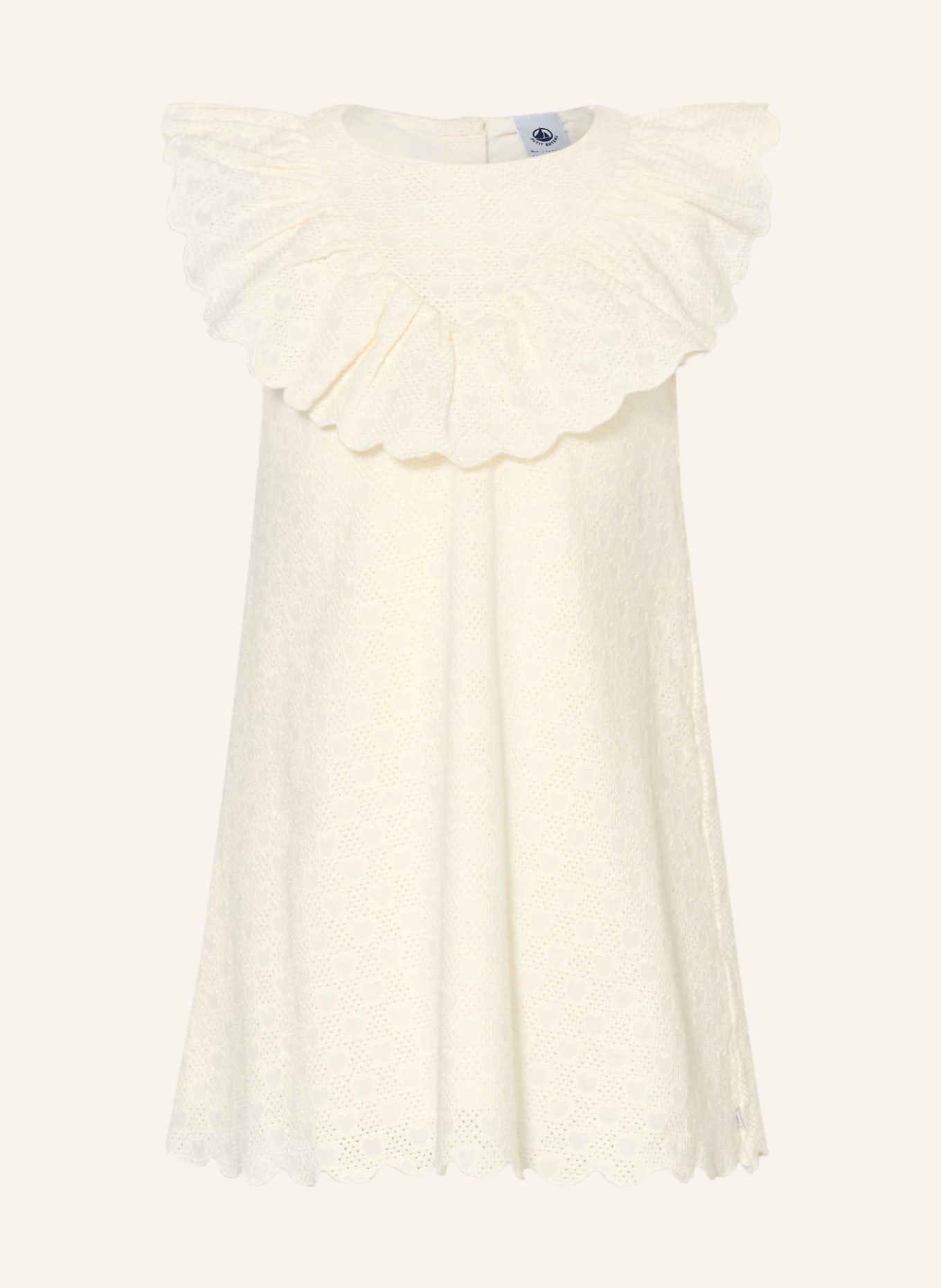 PETIT BATEAU Kleid mit Rüschen: CREME