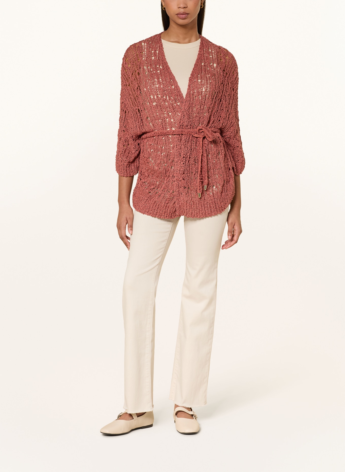 MARC CAIN Knit cover with 3/4 sleeves: 488 etruscan red