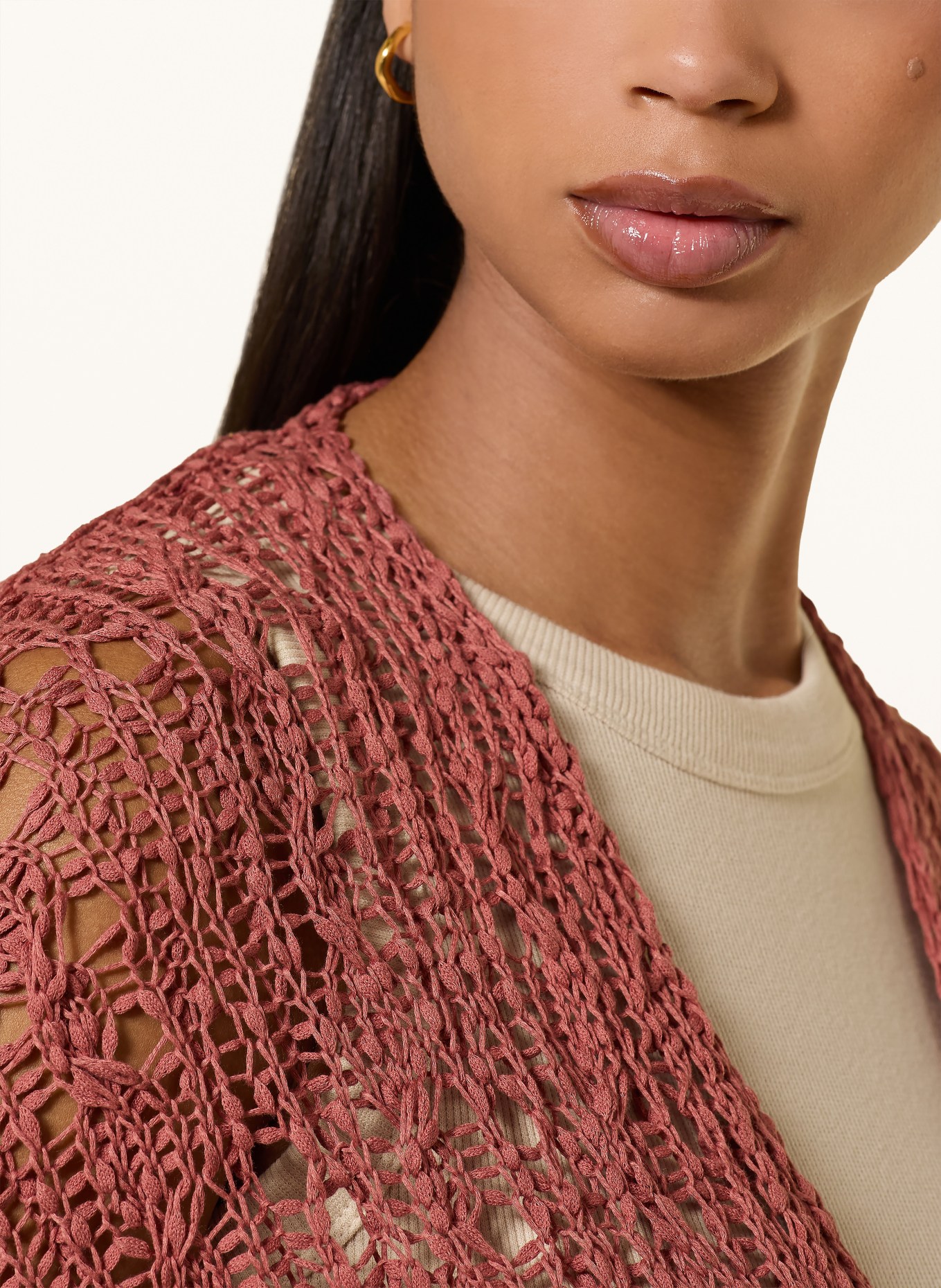 MARC CAIN Knit cover with 3/4 sleeves: 488 etruscan red