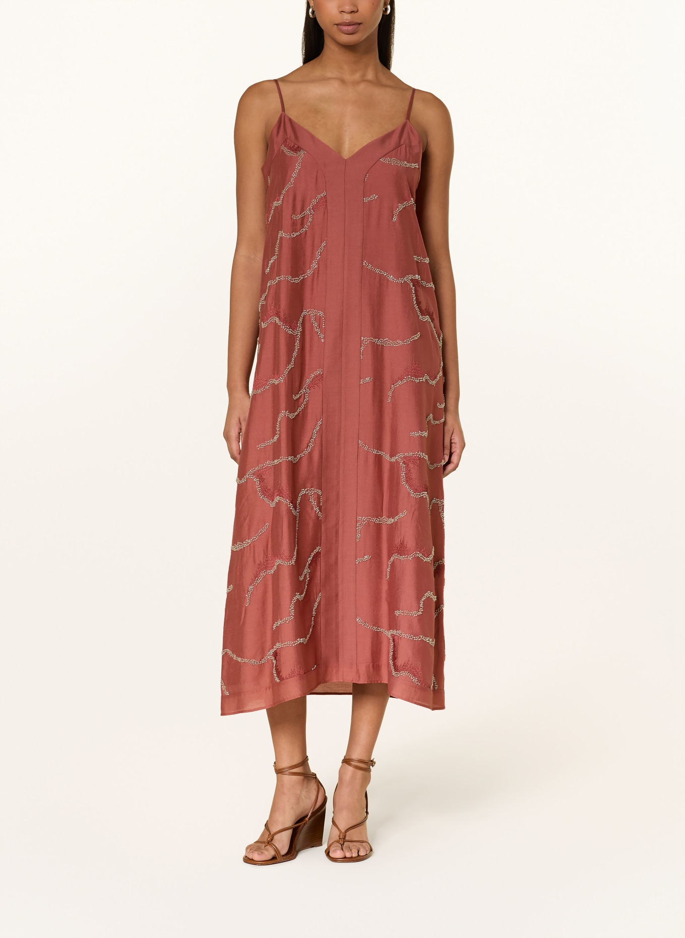 MARC CAIN Kleid mit Schmuckperlen: 488 etruscan red