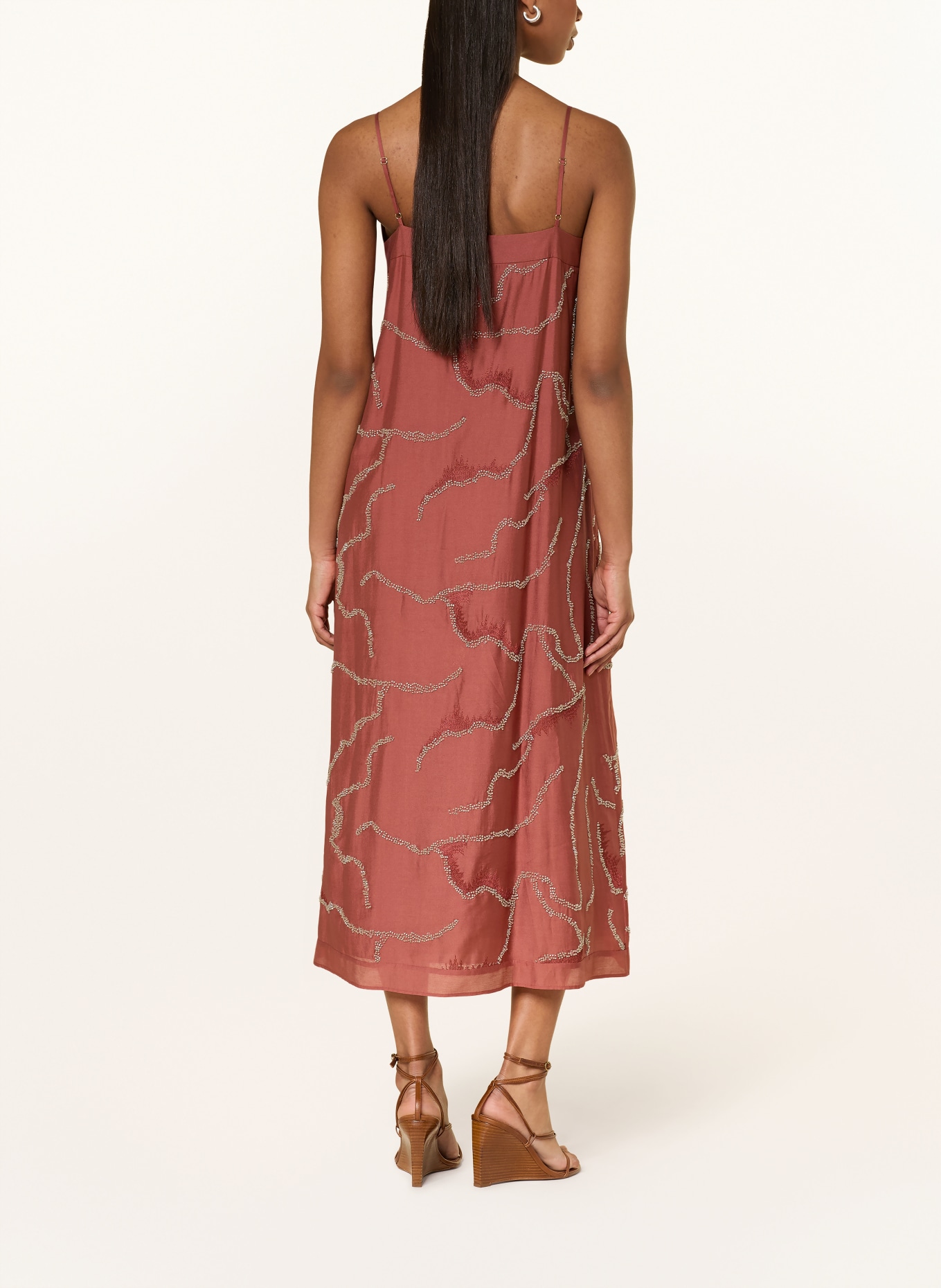 MARC CAIN Kleid mit Schmuckperlen: 488 etruscan red
