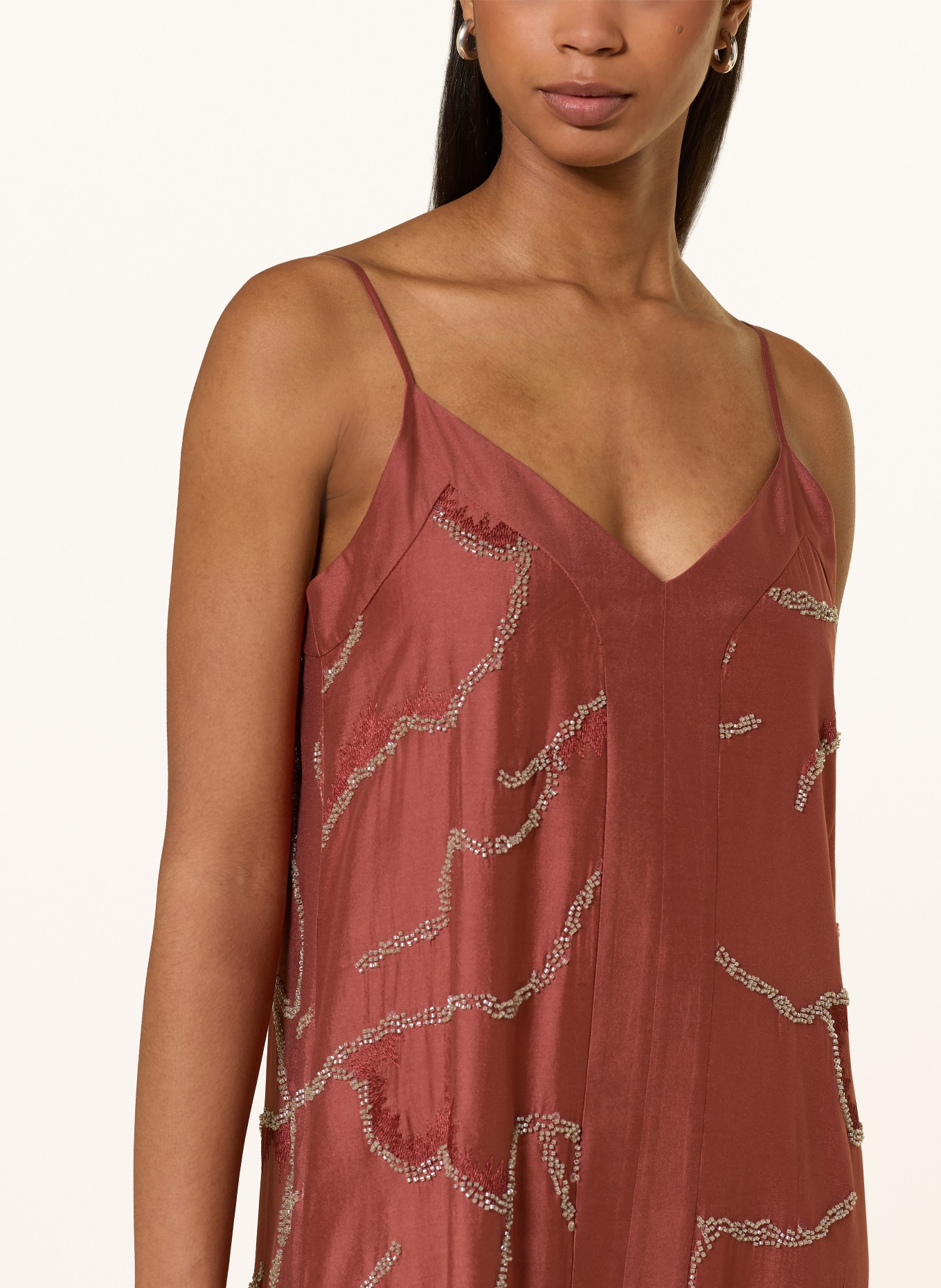 MARC CAIN Kleid mit Schmuckperlen: 488 etruscan red