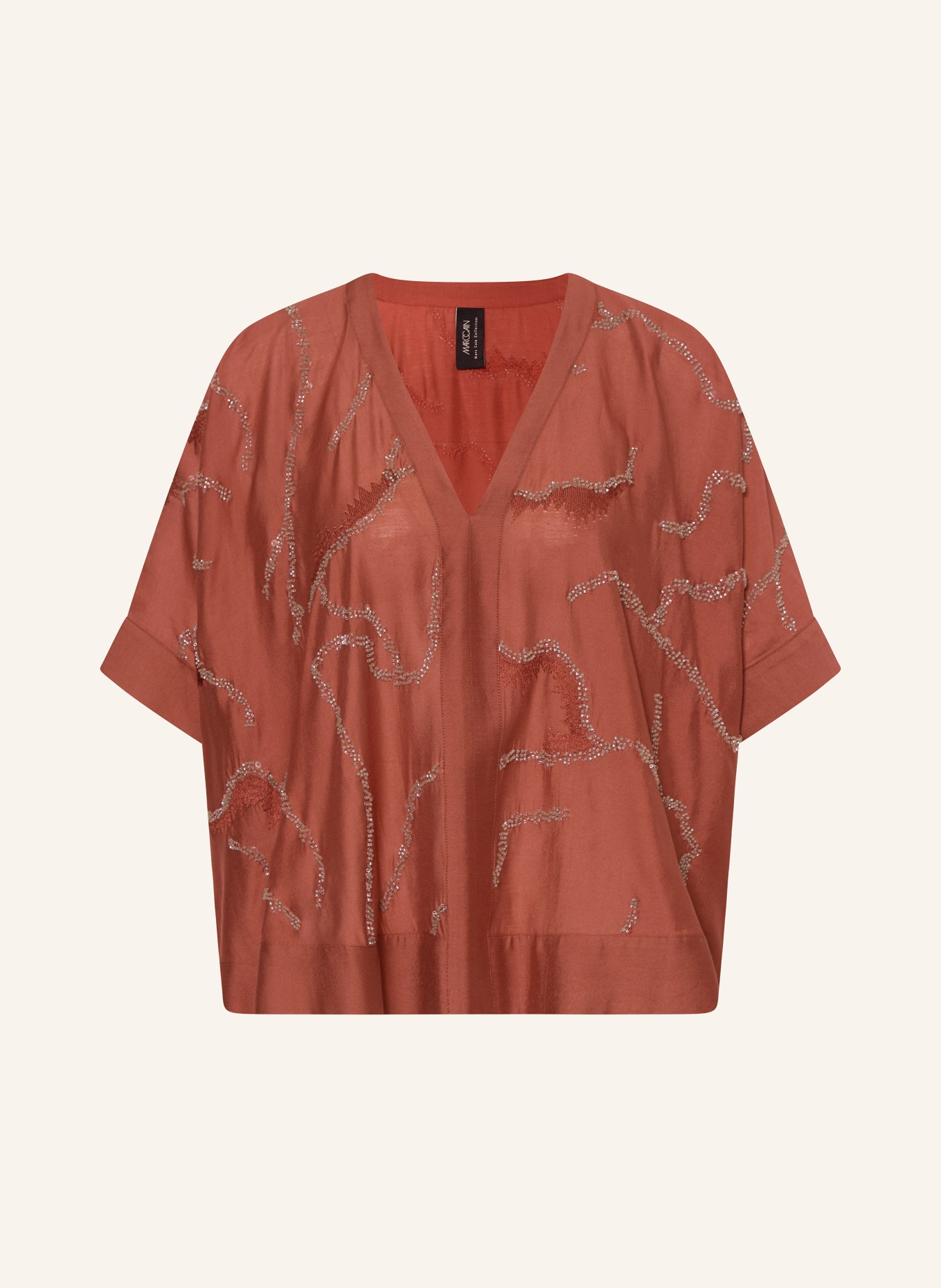 MARC CAIN Blusenshirt mit Schmuckperlen: 488 etruscan red