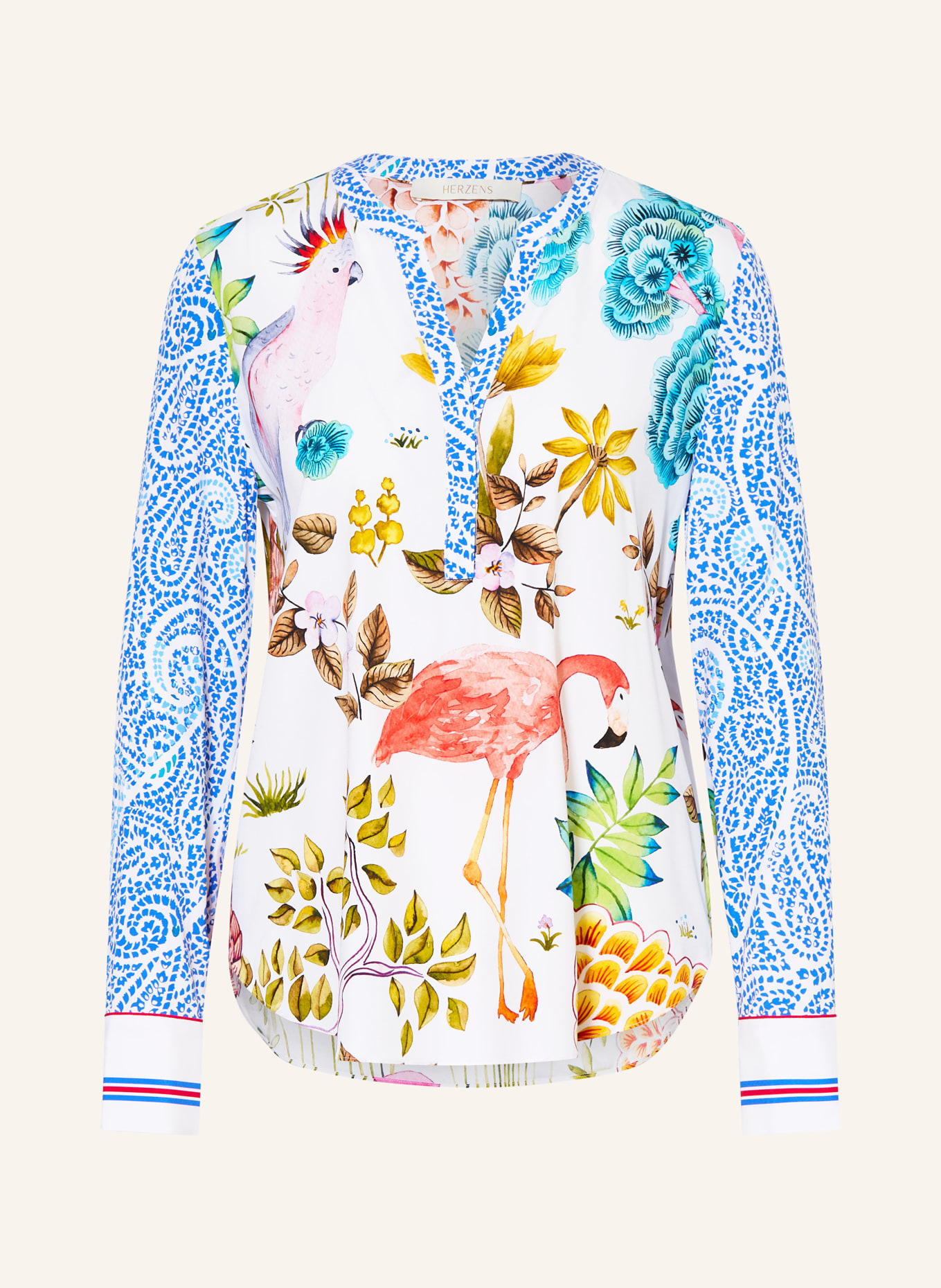 HERZENS Blusenshirt aus Seide: WEISS / ROSA / LILA