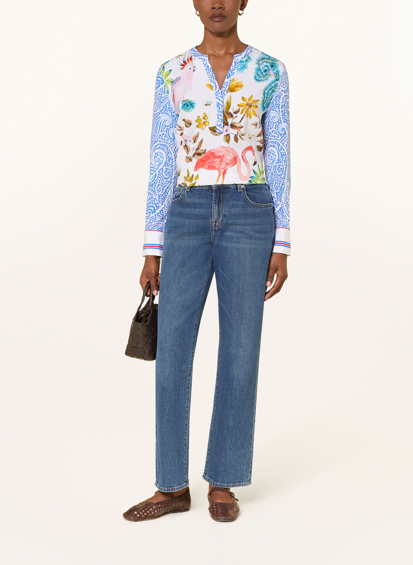 HERZENS Blusenshirt aus Seide: WEISS / ROSA / LILA