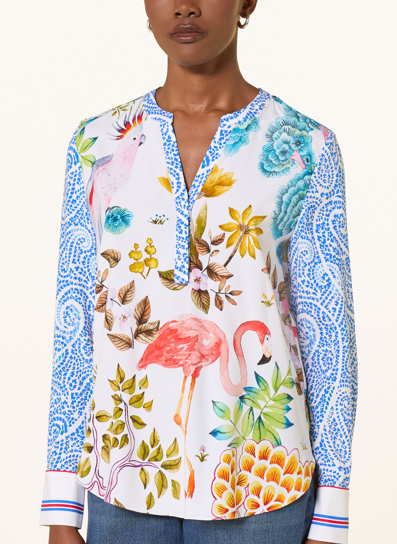 HERZENS Blusenshirt aus Seide: WEISS / ROSA / LILA