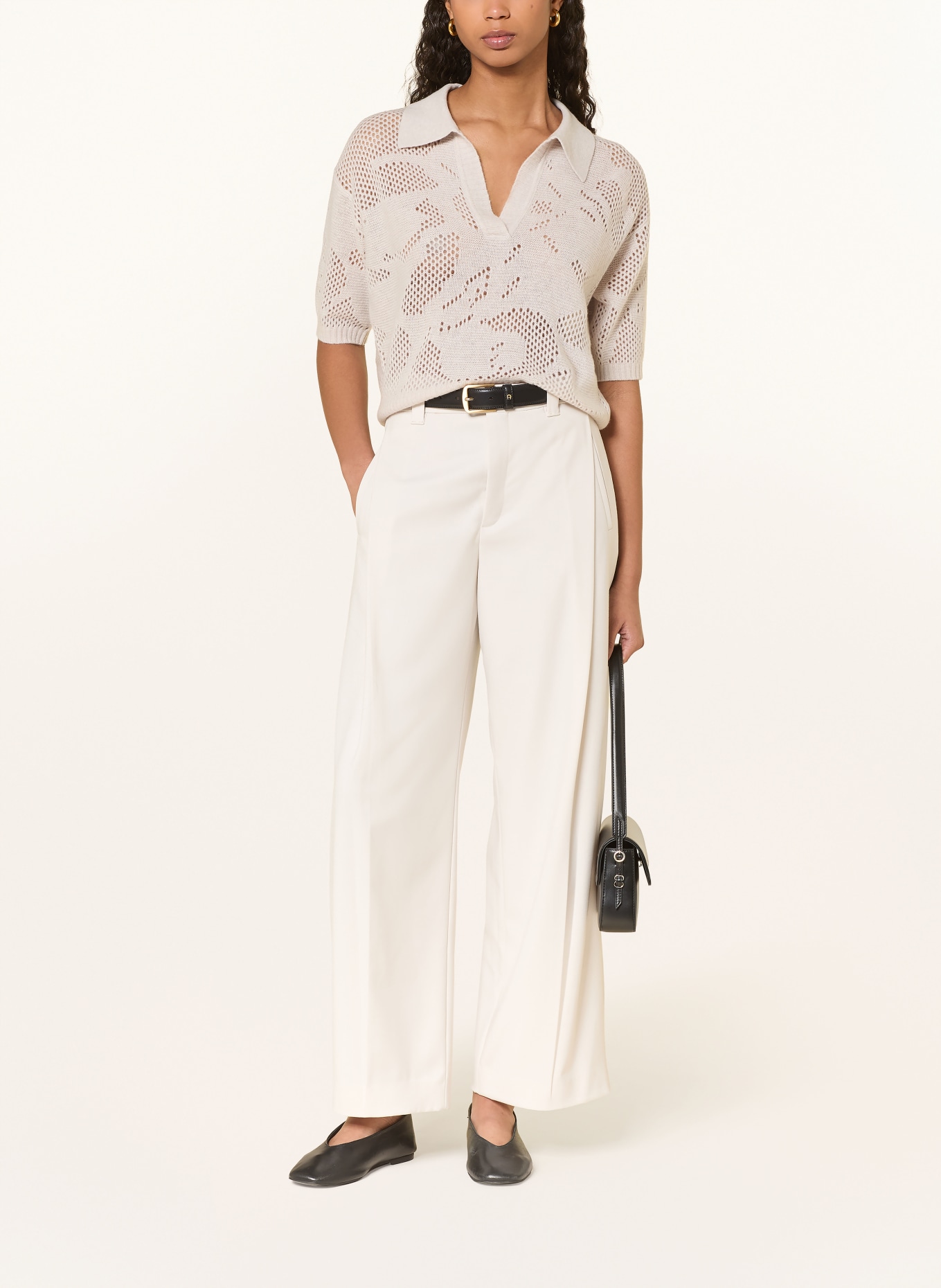 HERZENS Knitted shirt with cashmere: LIGHT GRAY