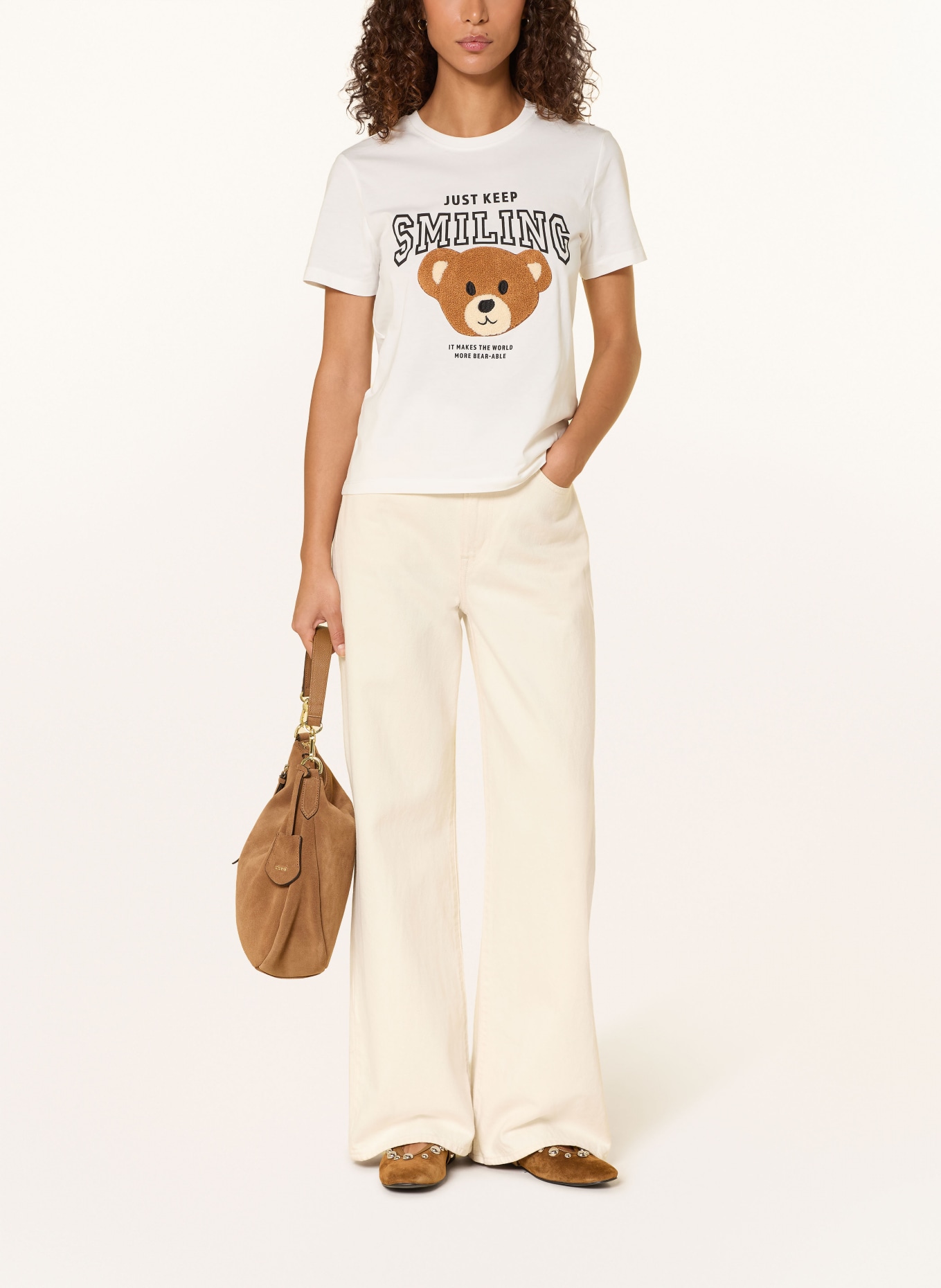 ONLY T-Shirt: WEISS / BRAUN