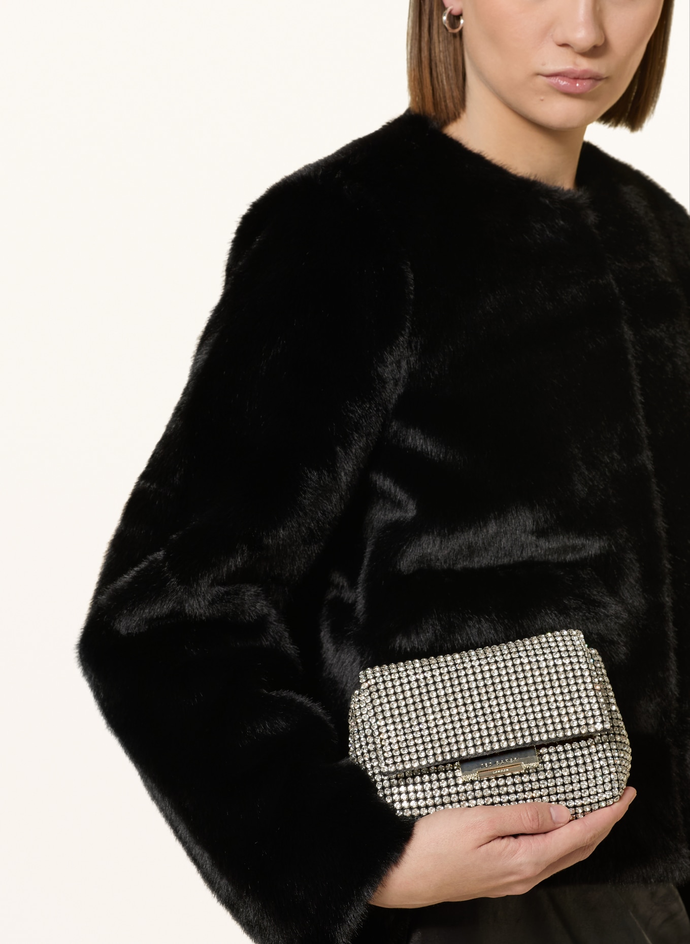 TED BAKER Micro Bag GLITERS with gemstones: SILVER