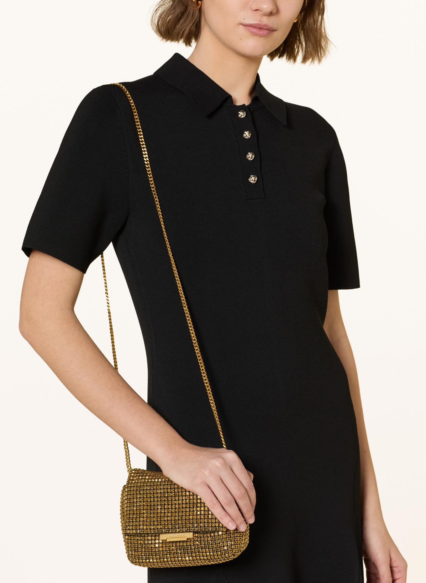 TED BAKER Micro Bag GLITERS met sierstenen: GOUD