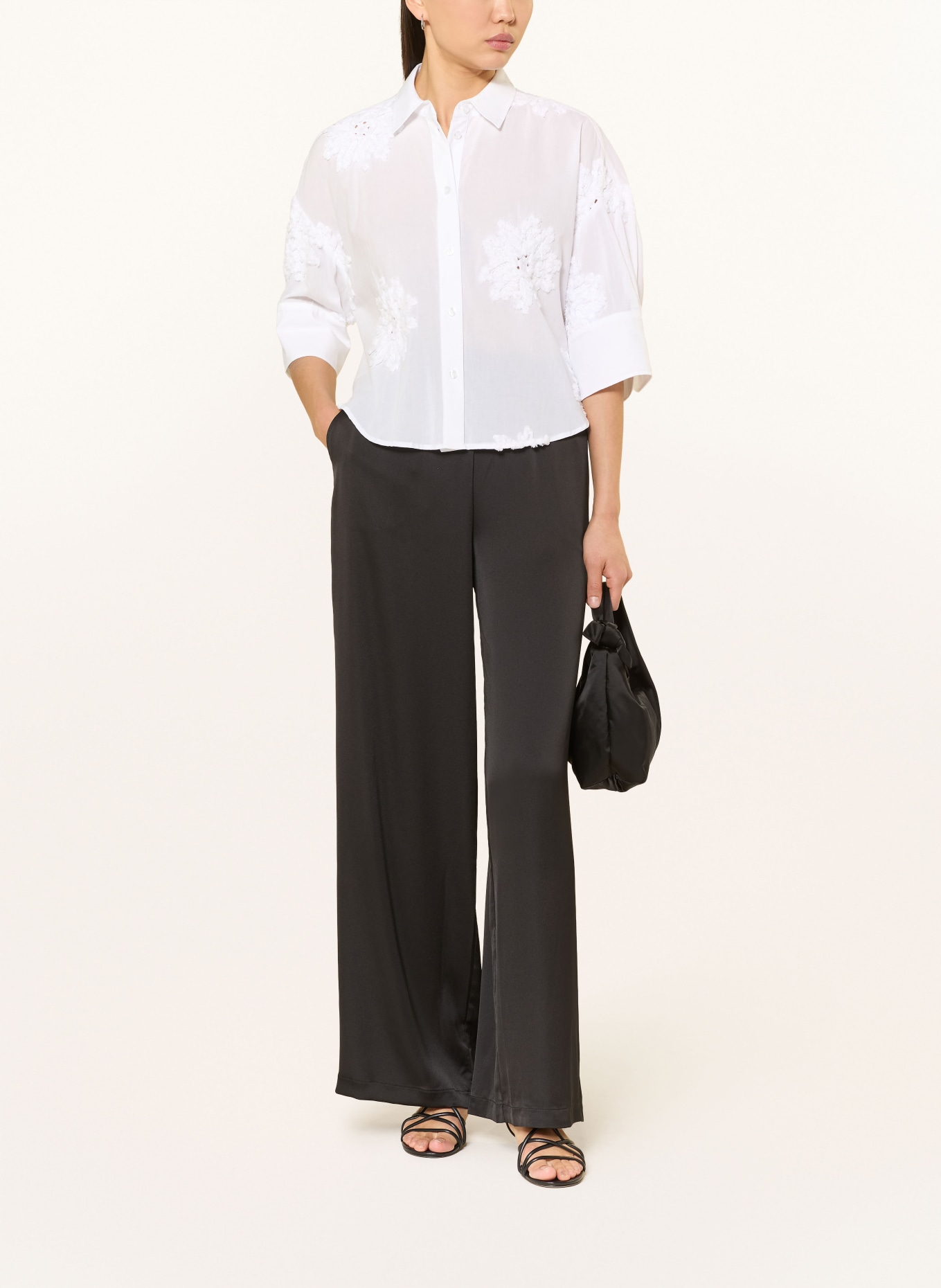 MARC AUREL Košile s 3/4 rukávy a krajkou: BÍLÁ