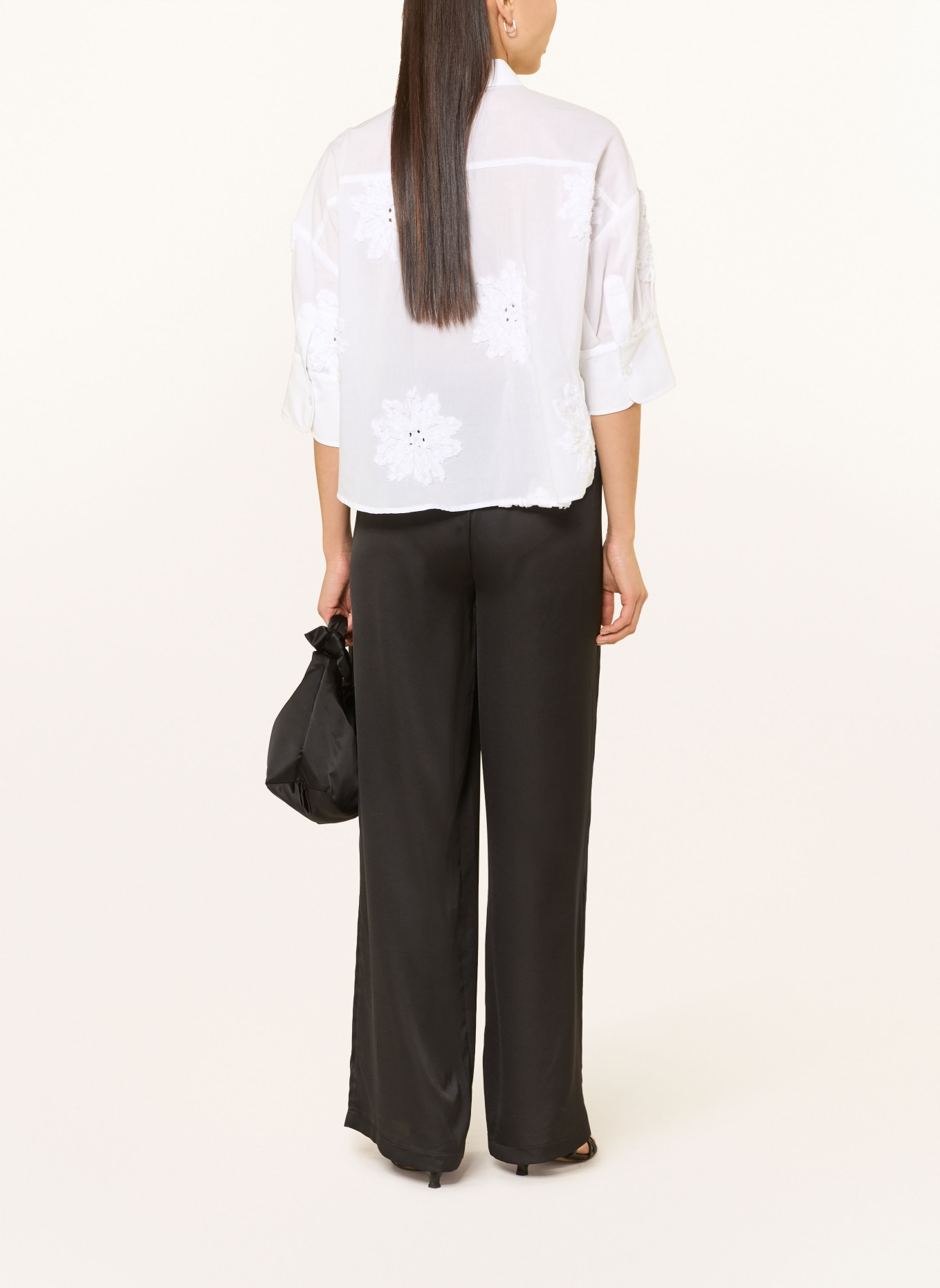 MARC AUREL Košile s 3/4 rukávy a krajkou: BÍLÁ