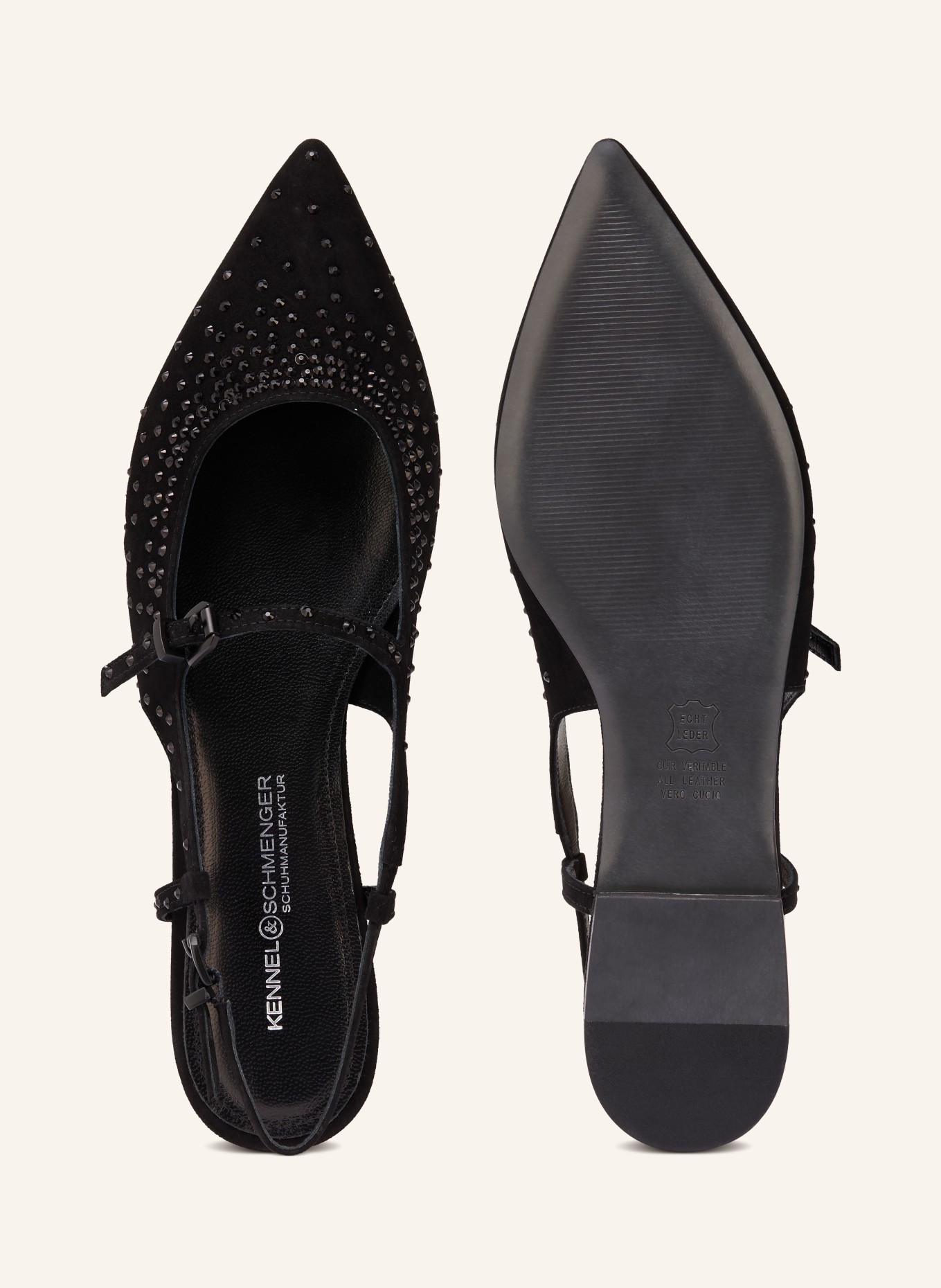 KENNEL & SCHMENGER Slingballerinas GRETA s ozdobnými kameny: ČERNÁ