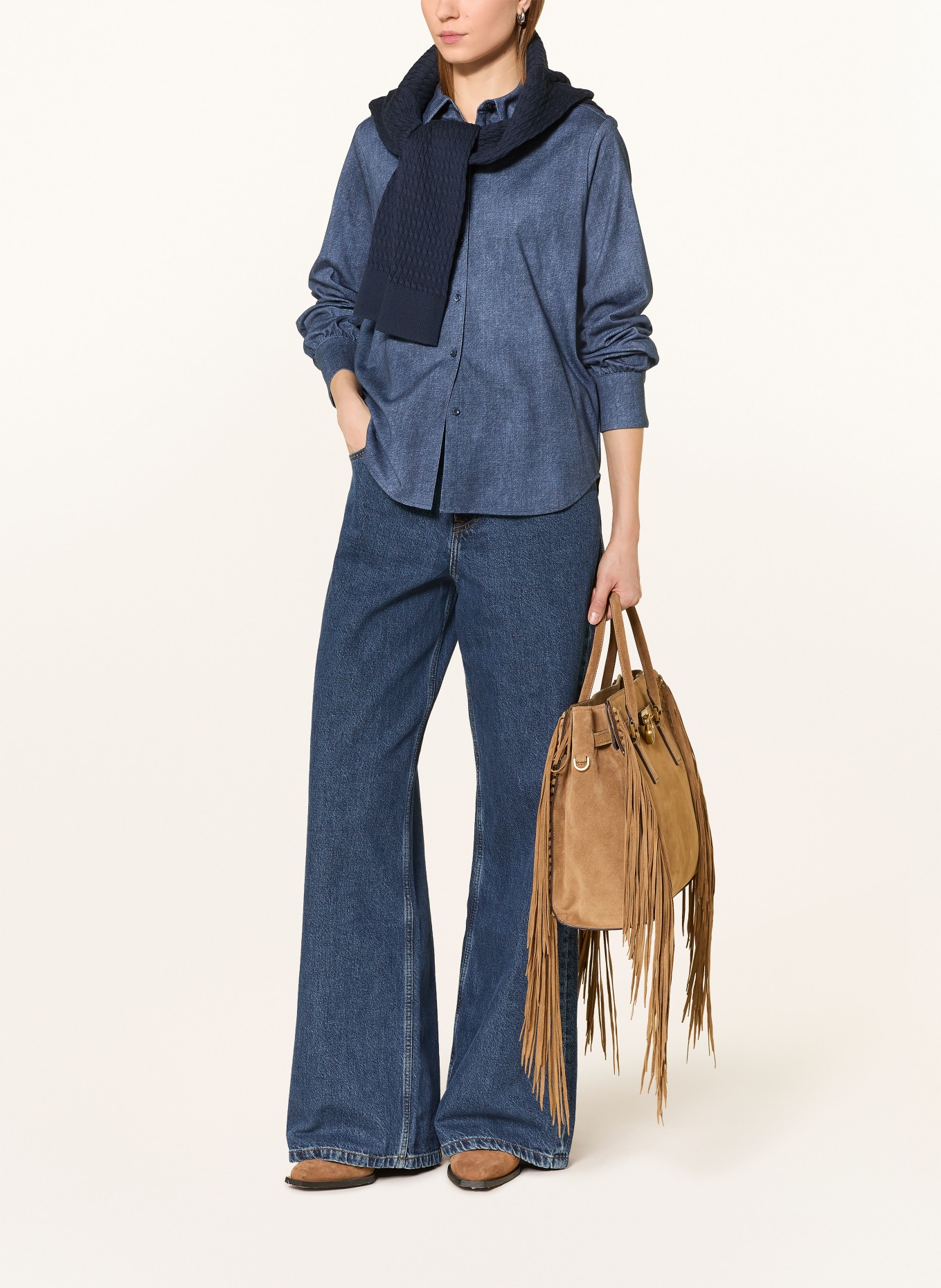 DESOTO Bluzka koszulowa LIZZY w stylu jeansowym: GRANATOWY