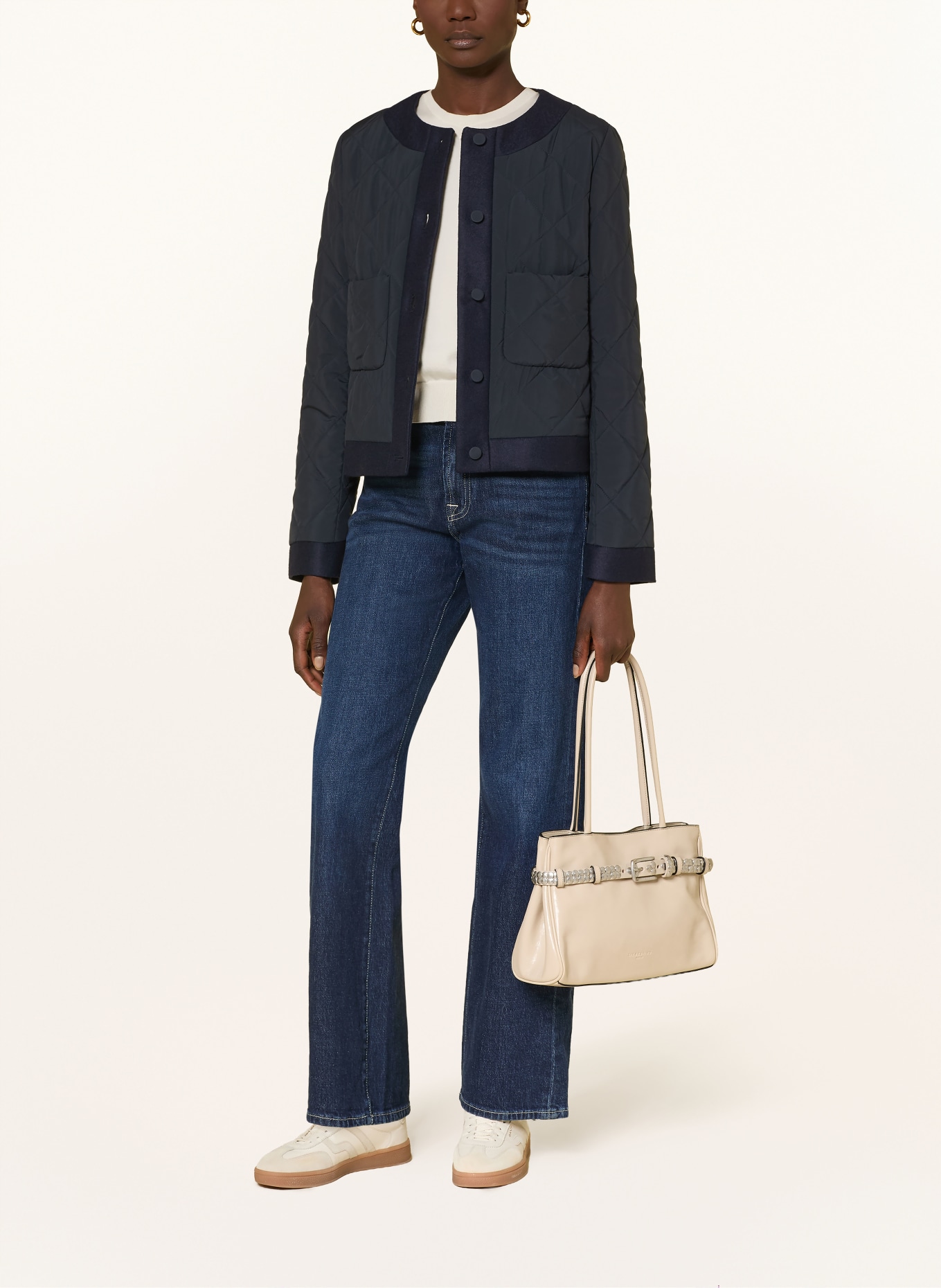 CINZIA ROCCA Quilted jacket in a mix of materials: DARK BLUE