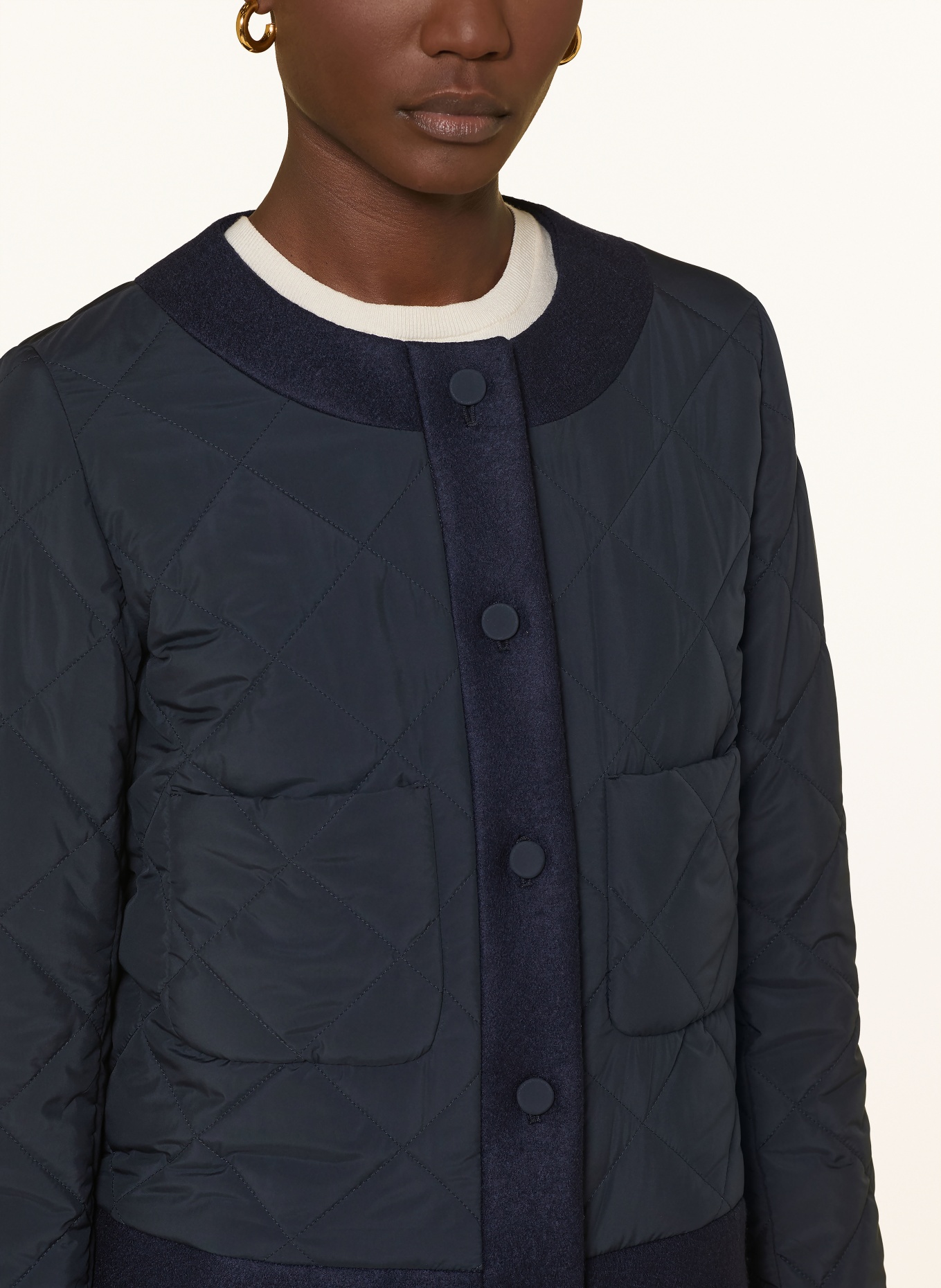 CINZIA ROCCA Quilted jacket in a mix of materials: DARK BLUE