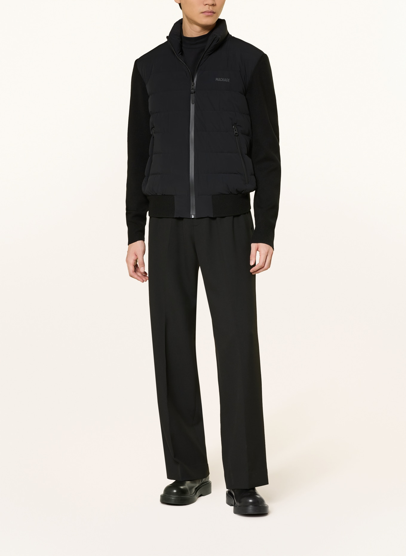 Mackage Peřová bunda HANEY-CITYZ  z kombinace materiálů: ČERNÁ