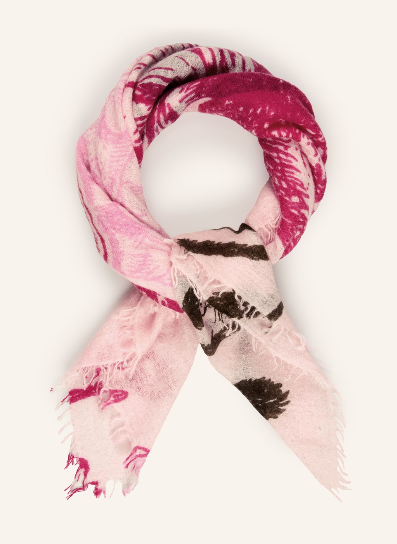 Mouleta Szal z kaszmiru: RÓŻOWY / BRĄZOWY / MOCNORÓŻOWY