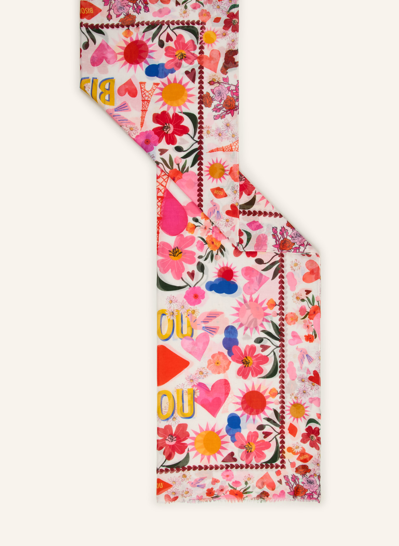 CODELLO Schal: ROT / DUNKELGELB / WEISS