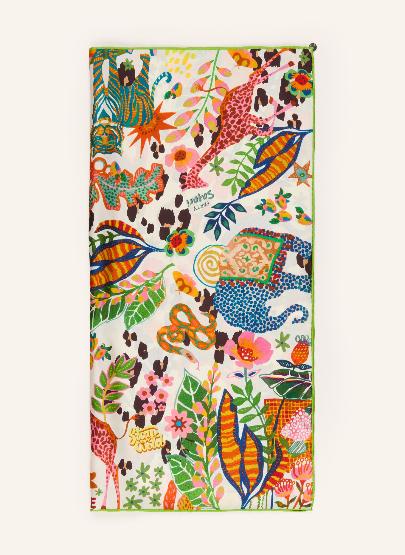 CODELLO silk scarf: CREAM / ORANGE / GREEN