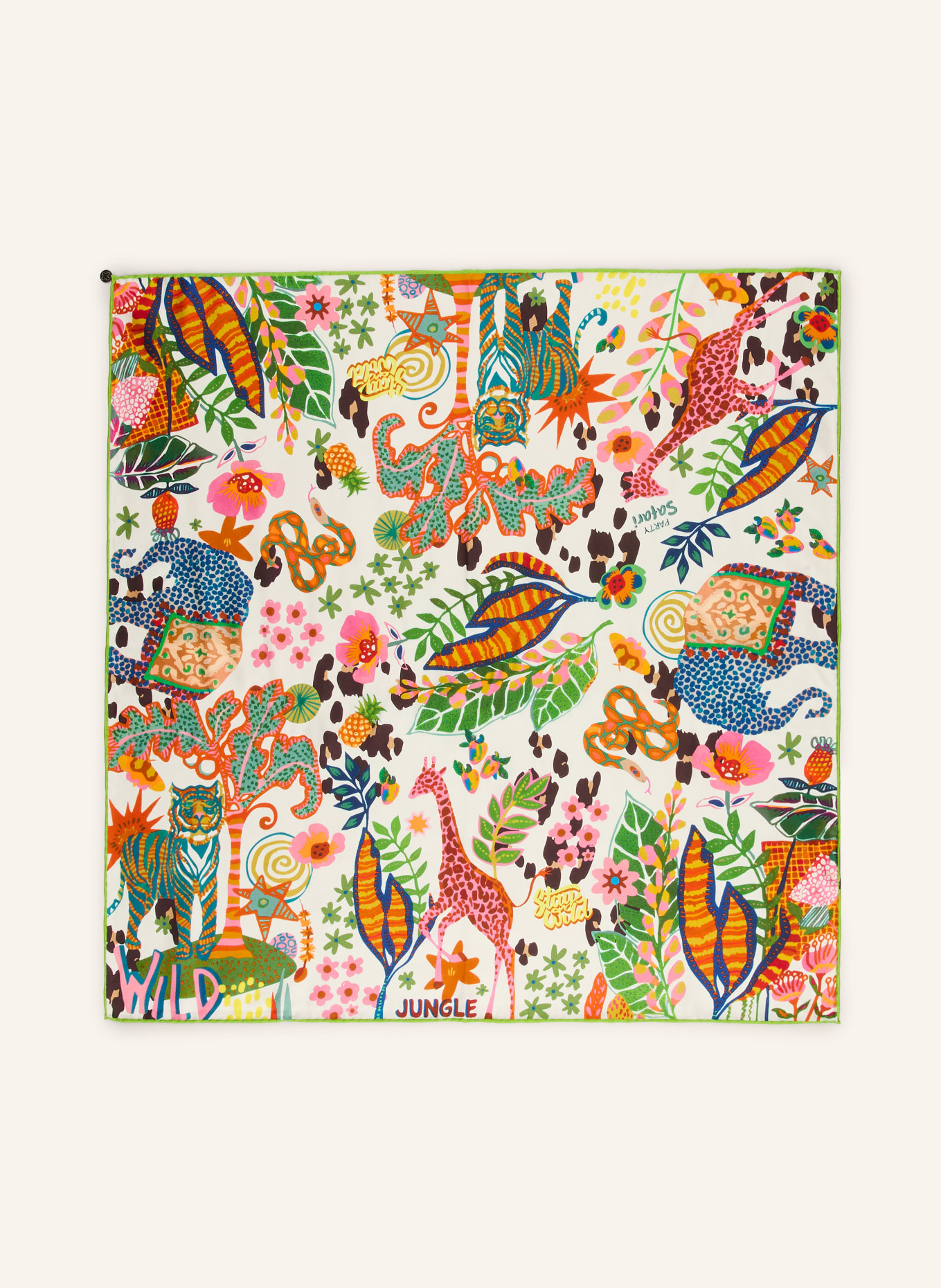 CODELLO silk scarf: CREAM / ORANGE / GREEN