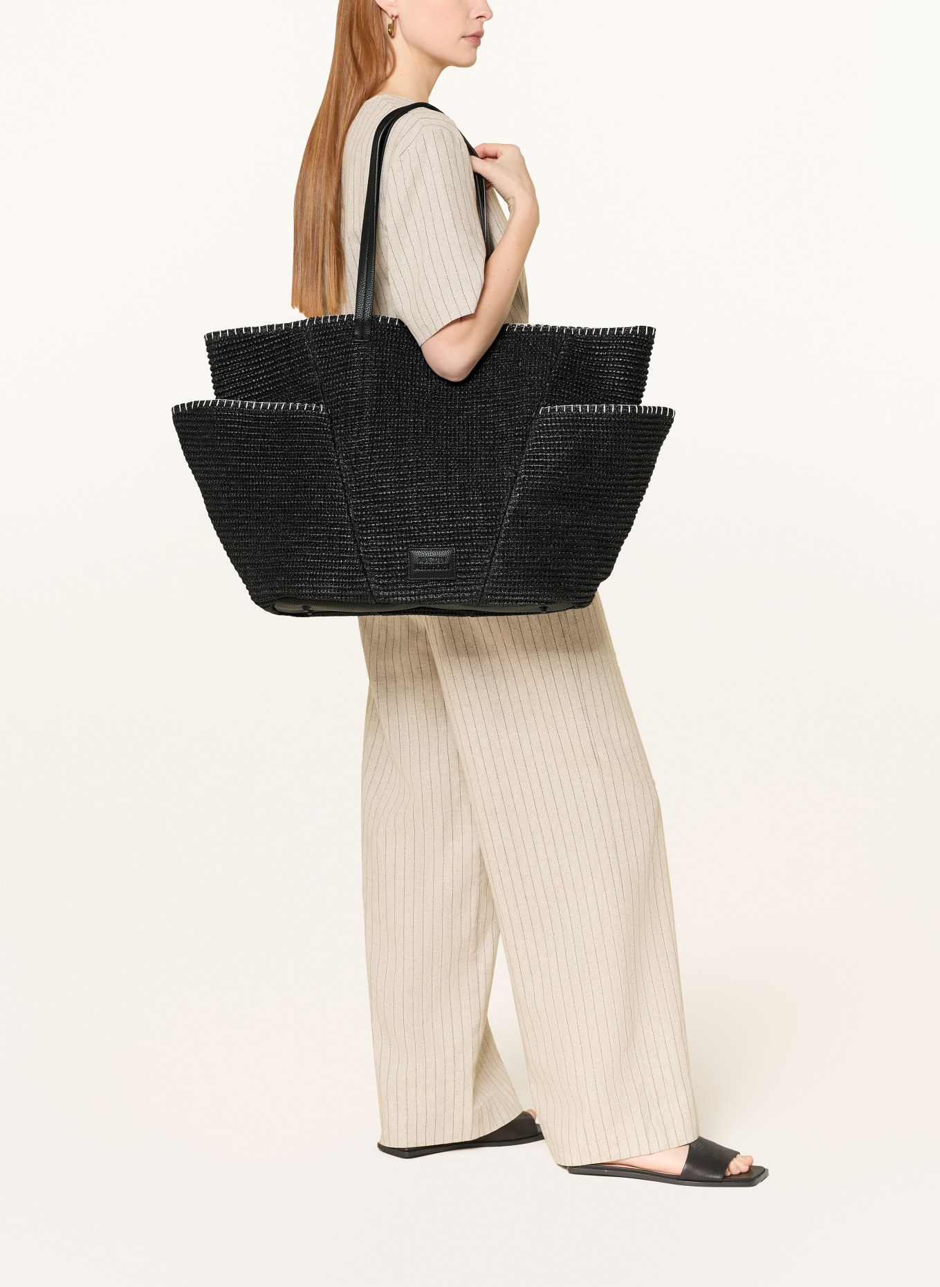 MARYAN MEHLHORN Strandtasche FLORASCAPE: SCHWARZ