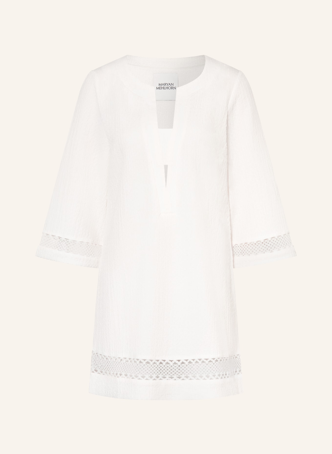 MARYAN MEHLHORN Plážové šaty s 3/4 rukávem: BÍLÁ