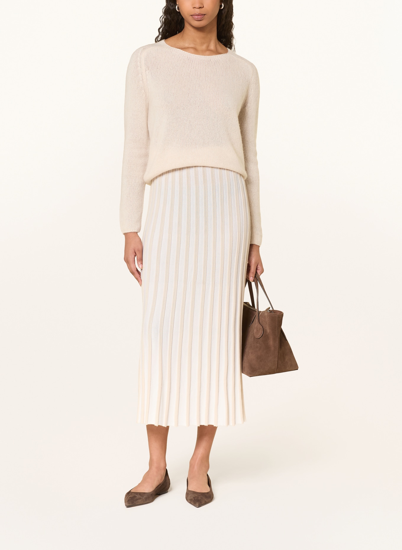 HEMISPHERE Pleated skirt made of merino wool: BEIGE