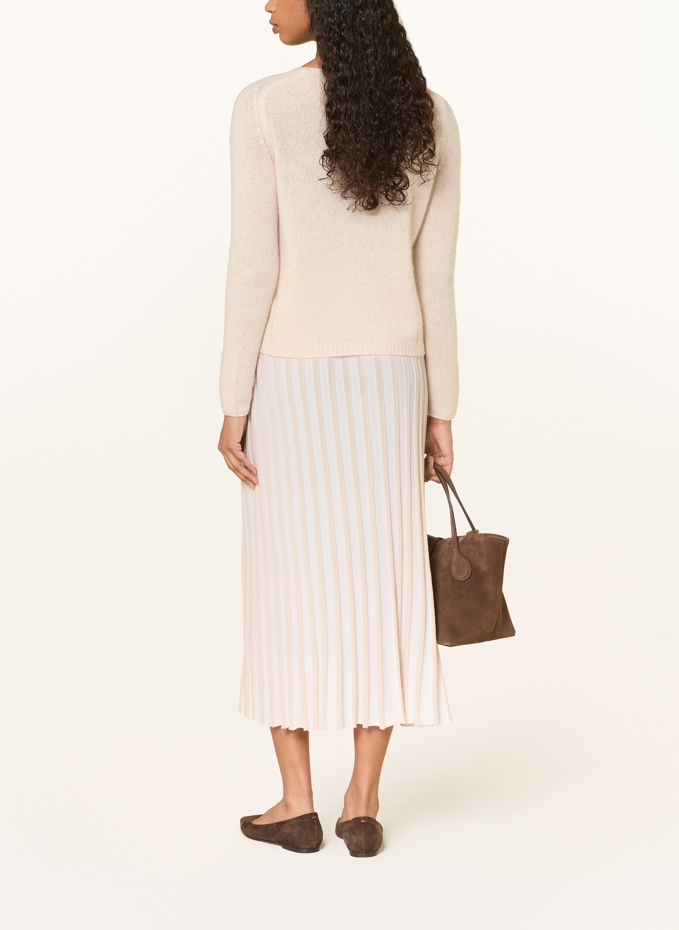 HEMISPHERE Pleated skirt made of merino wool: BEIGE
