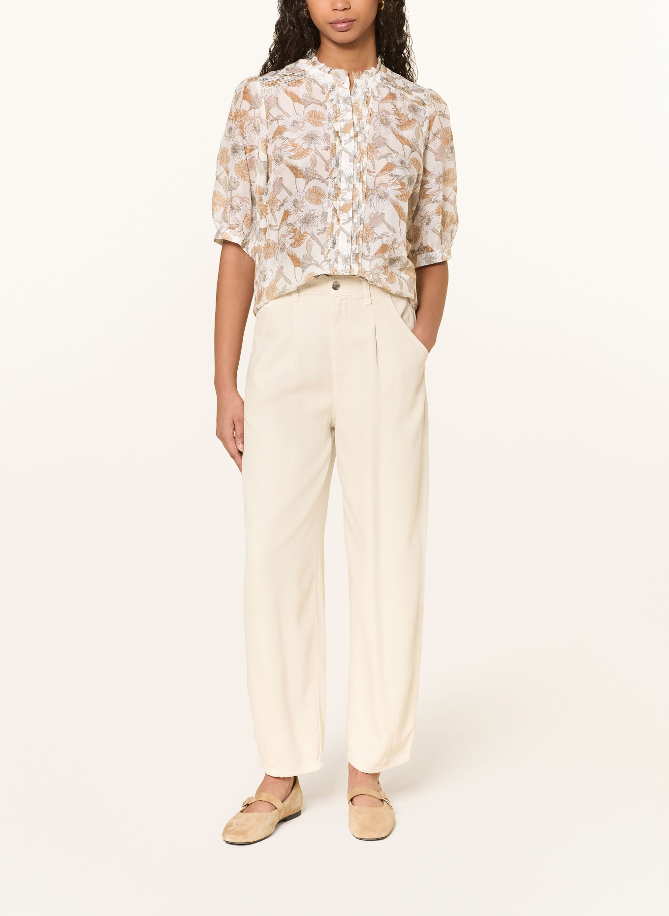 HEMISPHERE Blouse with silk: BEIGE / CAMEL / TAUPE