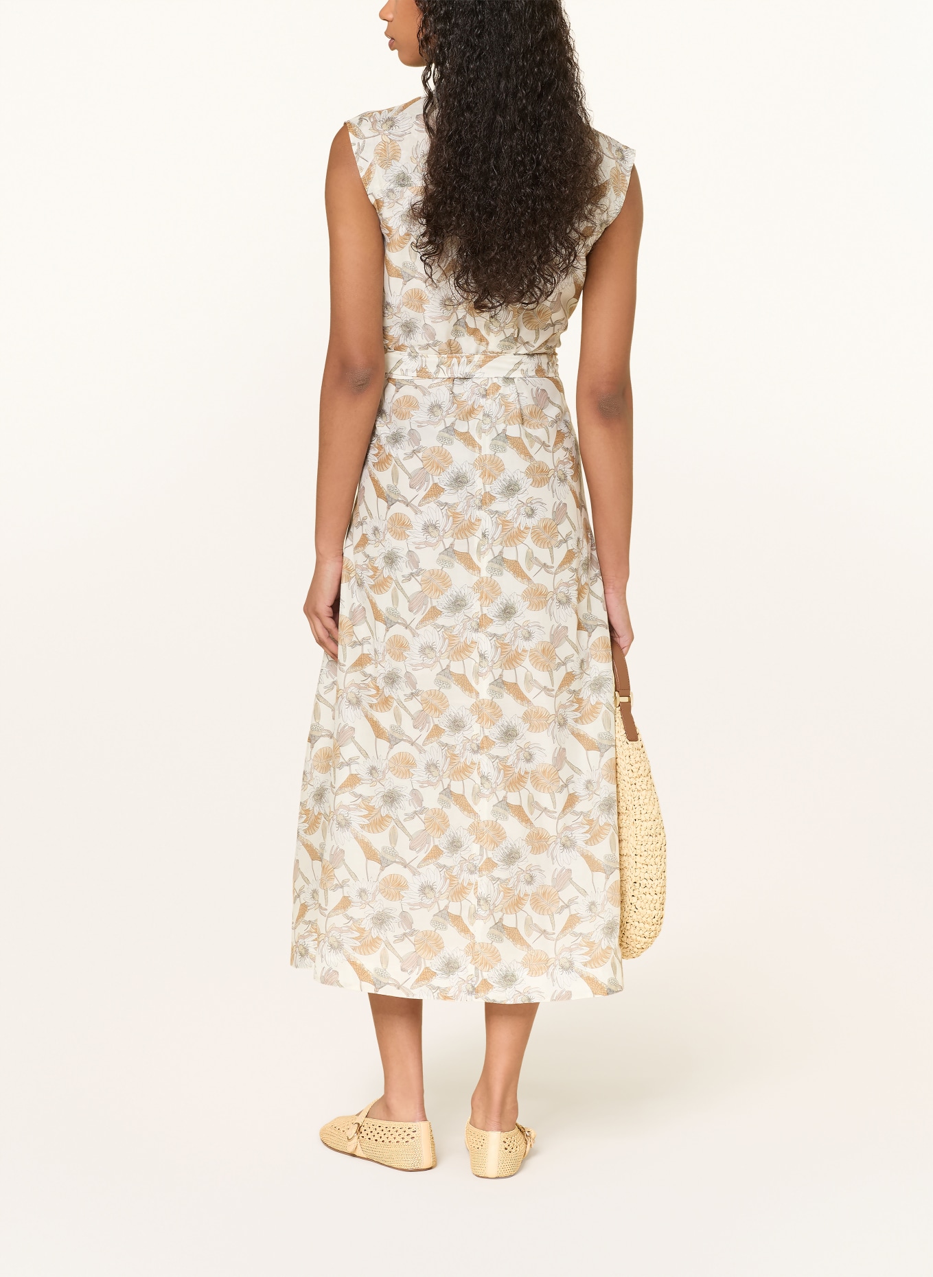 HEMISPHERE LUBIS dress with silk: CREAM / COGNAC / KHAKI