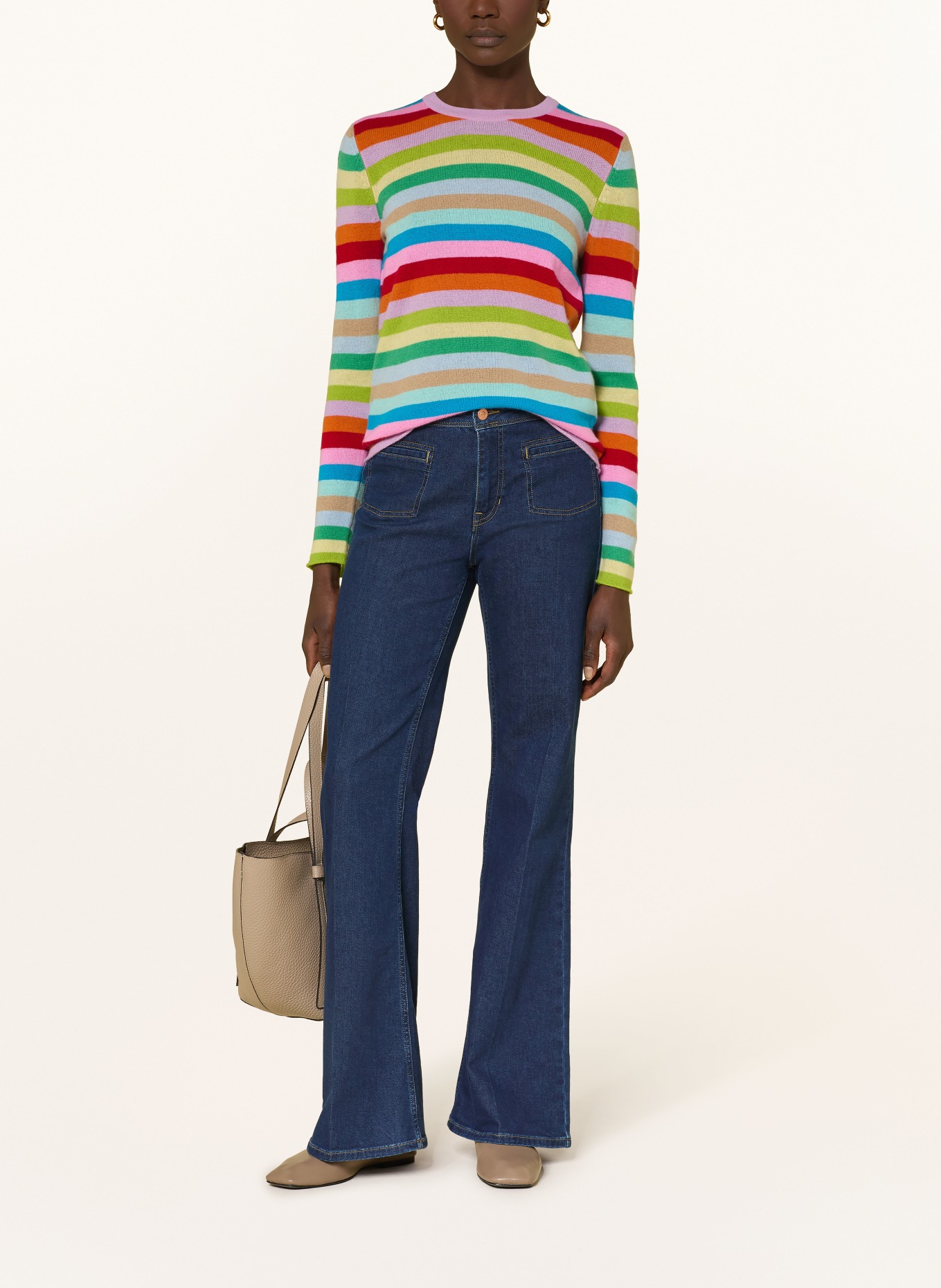 ALLUDE Cashmere-Pullover: TÜRKIS / PINK / ORANGE