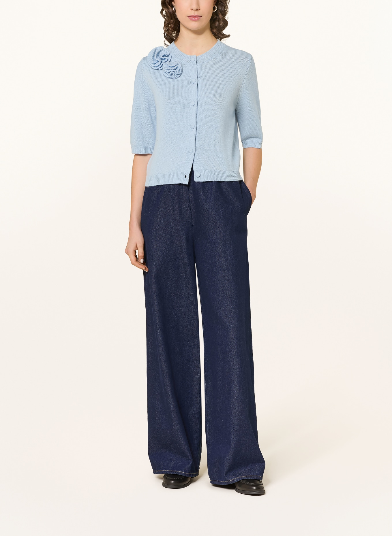 ALLUDE Strickjacke mit Cashmere: HELLBLAU