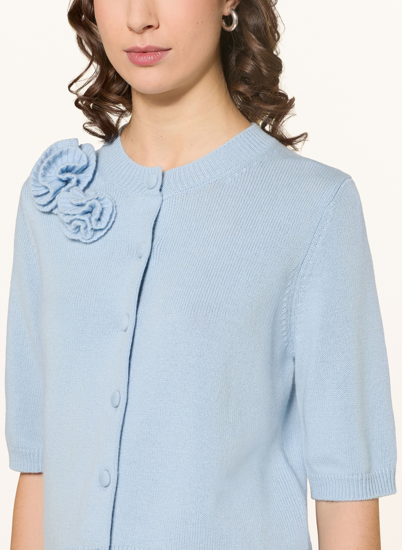 ALLUDE Strickjacke mit Cashmere: HELLBLAU