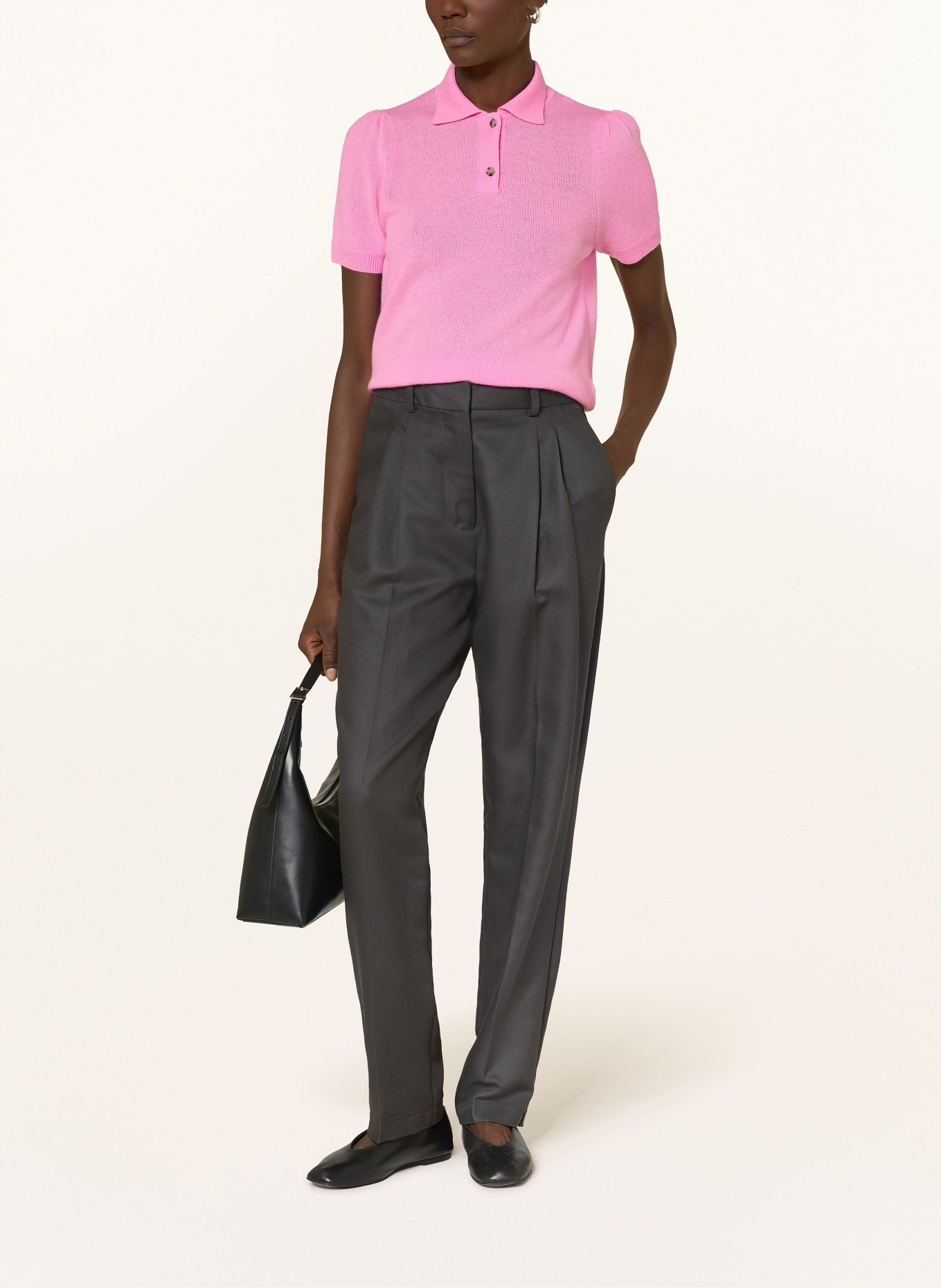 ALLUDE Pletené tričko z kašmíru: RŮŽOVÁ