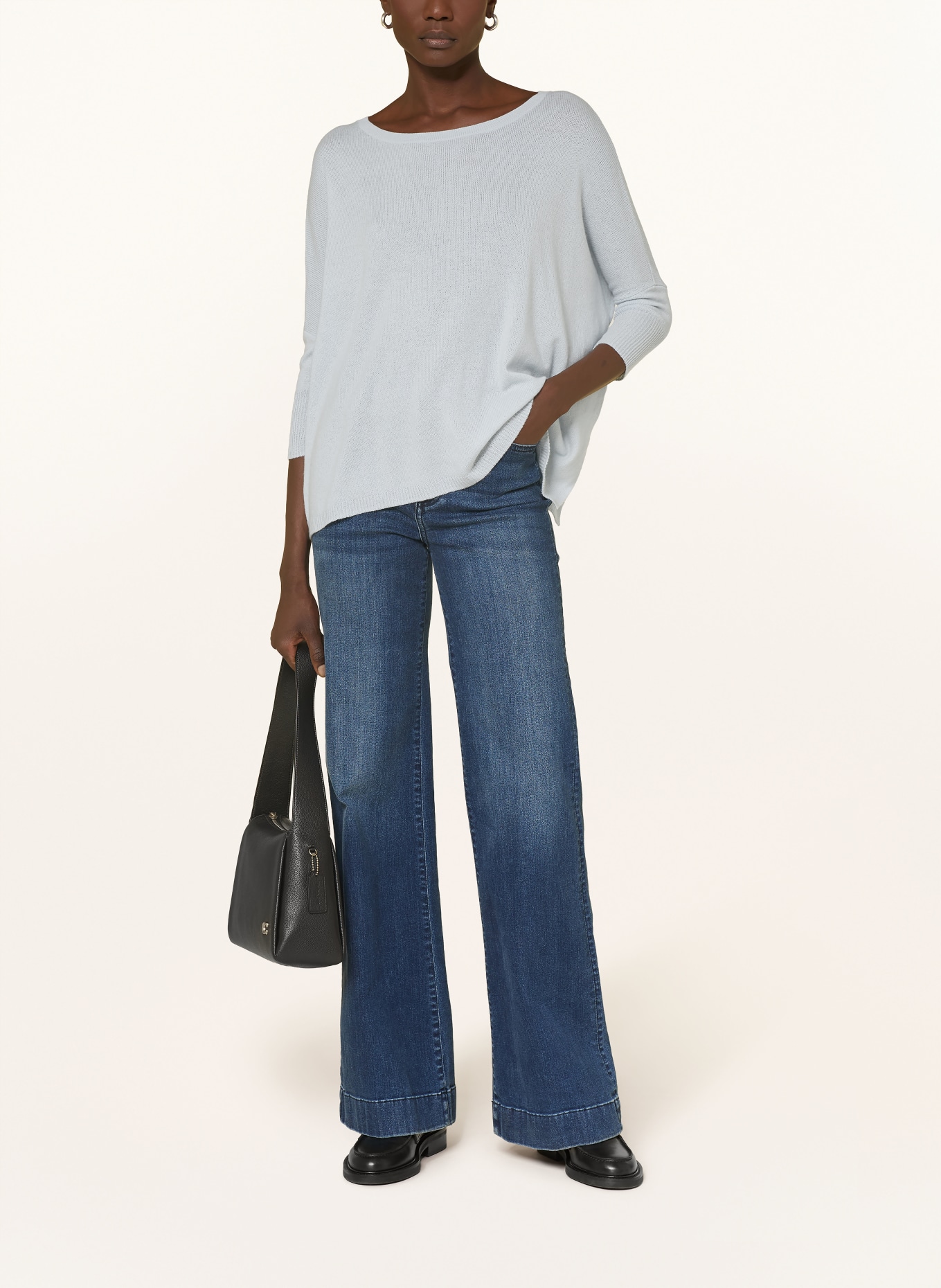 ALLUDE Sweter z kaszmiru z rękawami 3/4: JASNONIEBIESKI