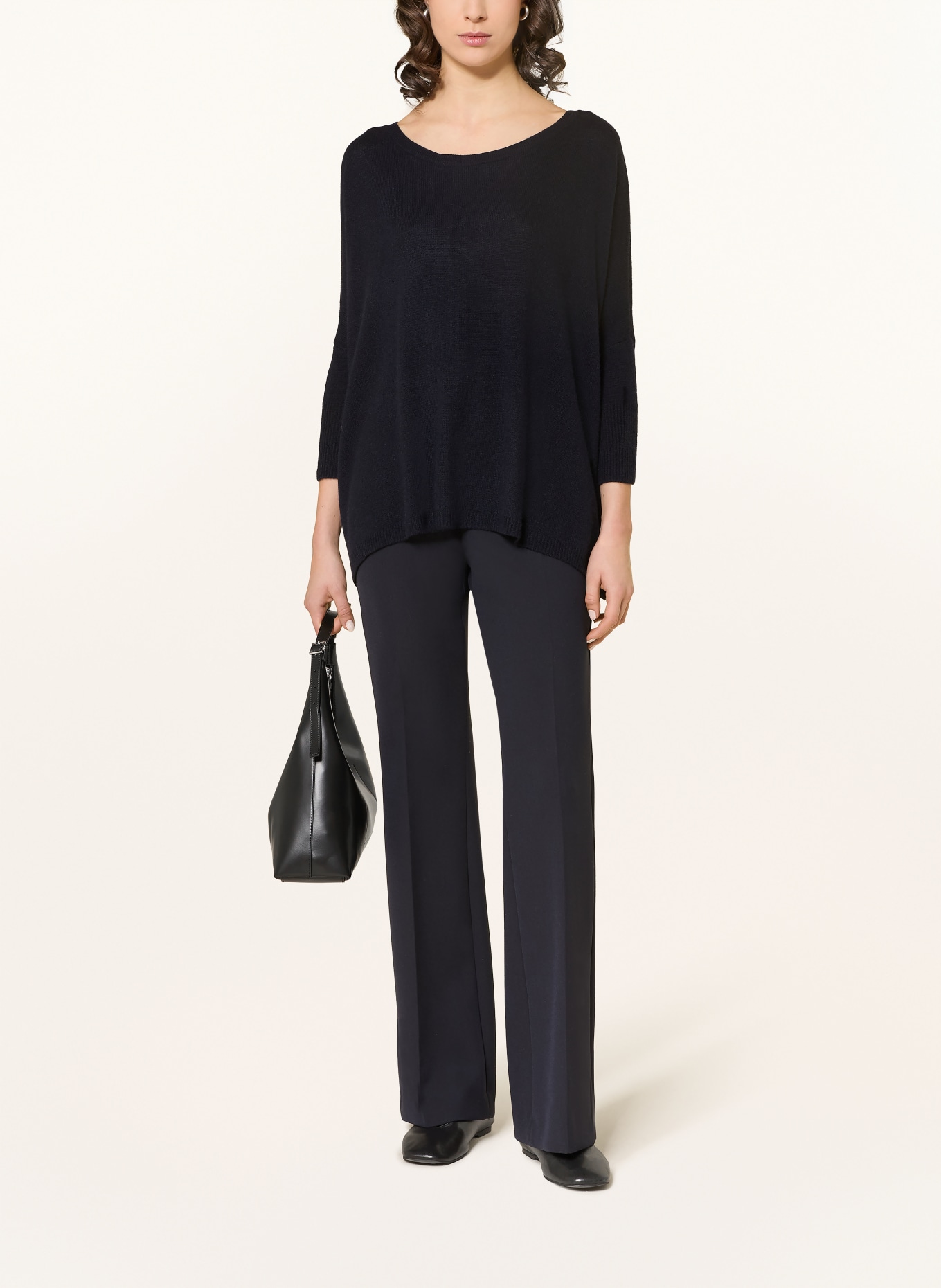 ALLUDE Cashmere sweater with 3/4 sleeves: DARK BLUE