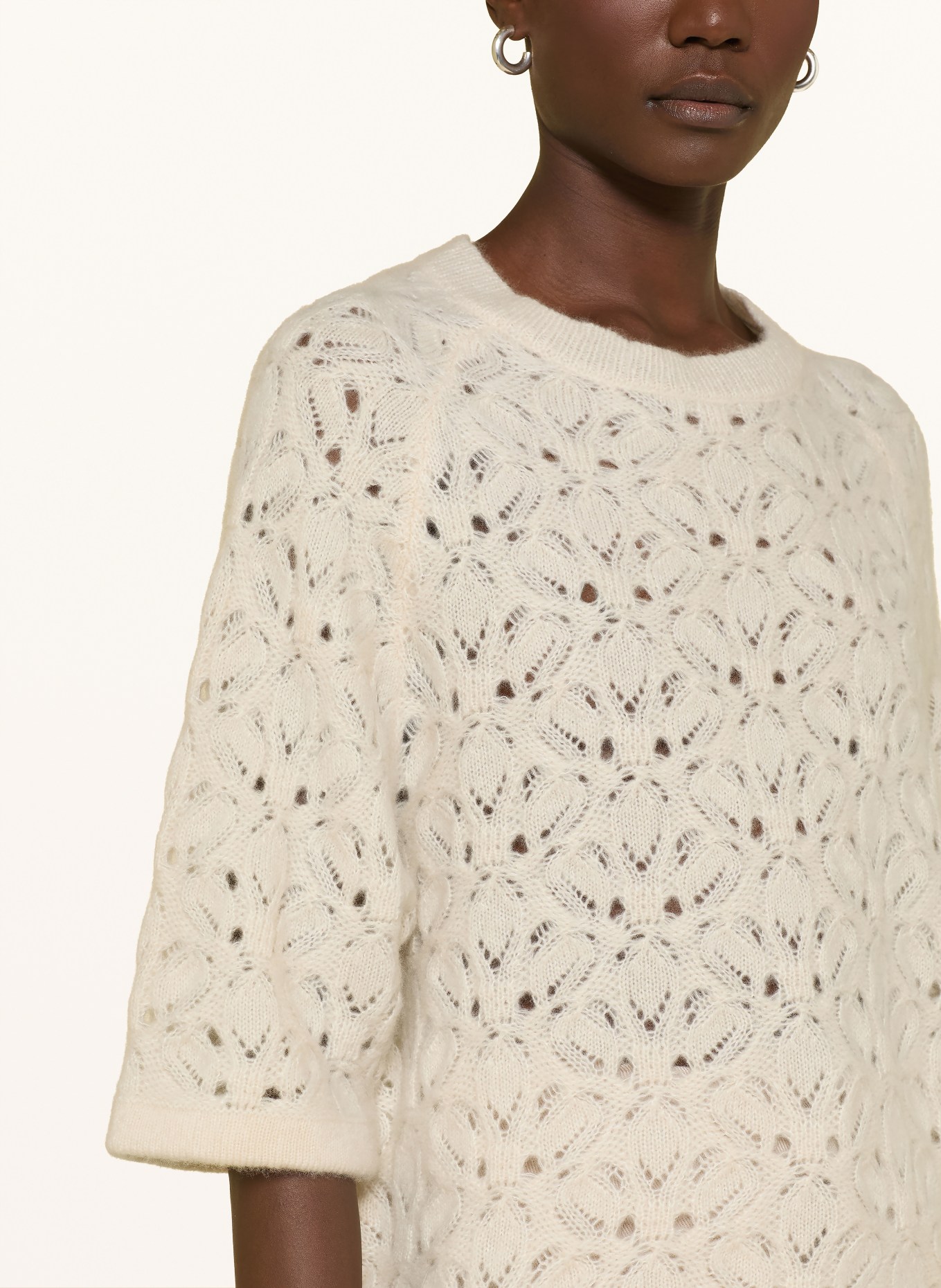 ALLUDE Cashmere-Pullover mit 3/4-Arm: ECRU