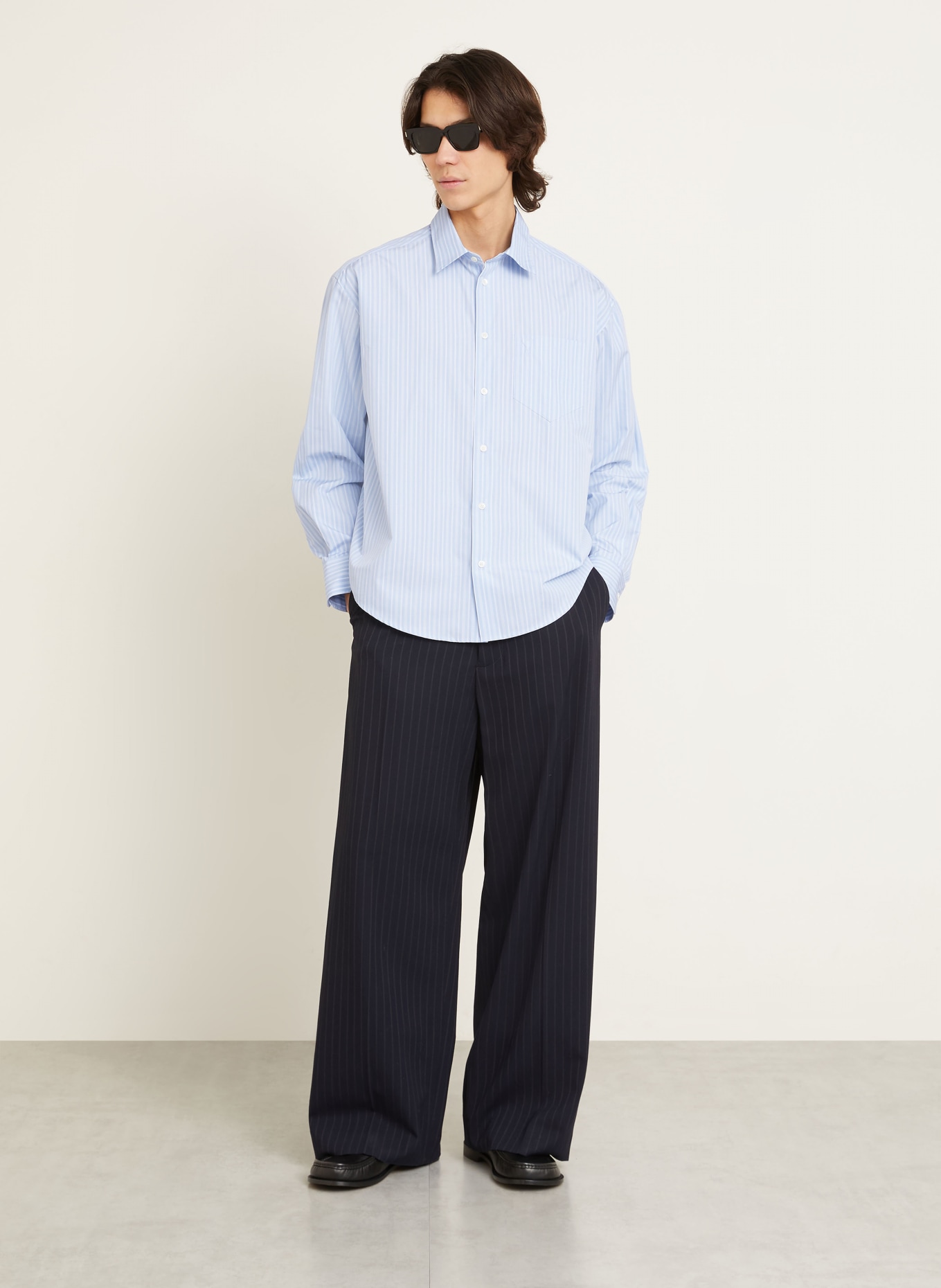 AMI PARIS Koszula o prostym kroju: JASNONIEBIESKI / BIAŁY