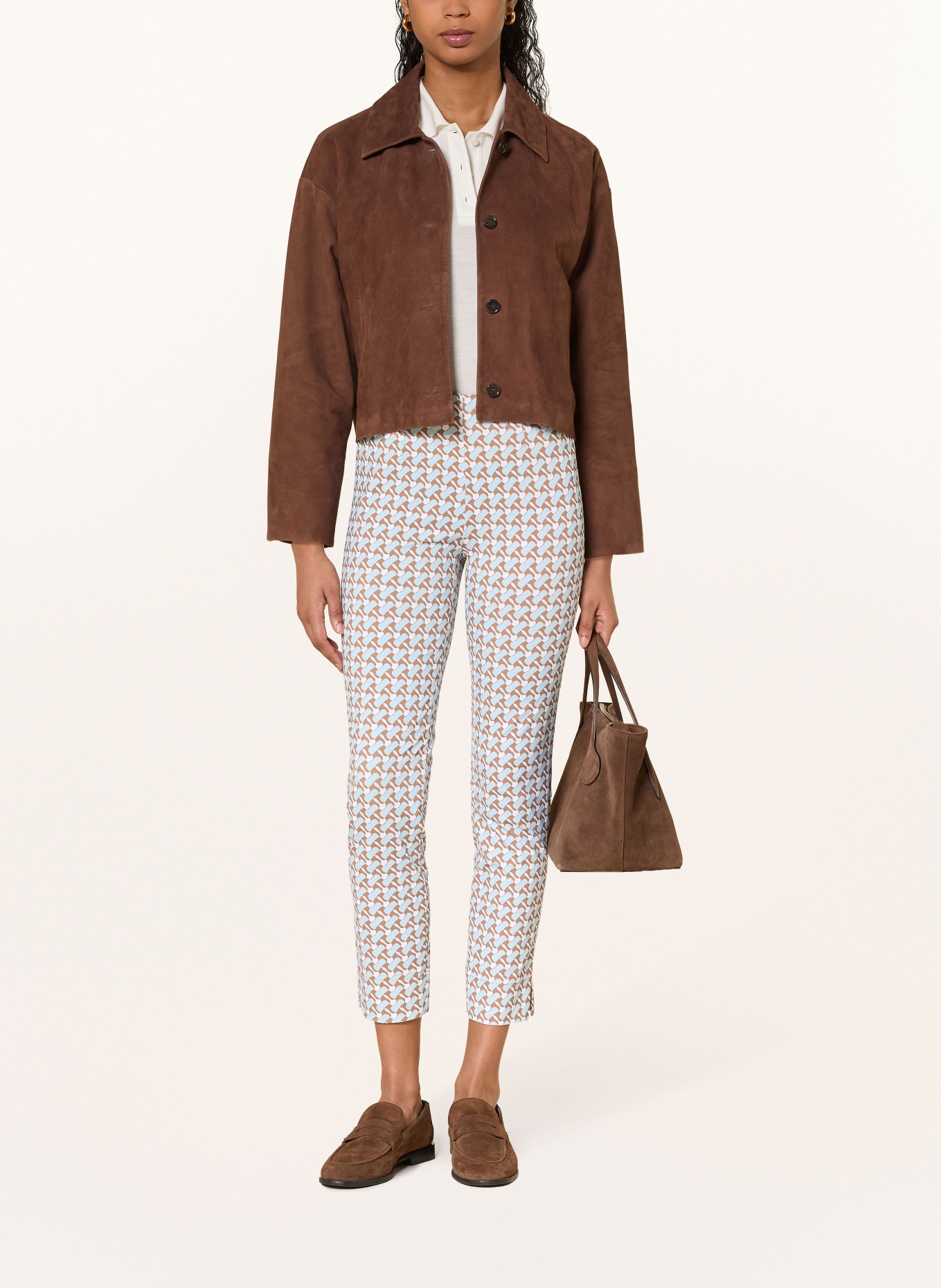 SEDUCTIVE 7/8 kalhoty SABRINA z jersey: TMAVĚ MODRÁ / ČERNOŠEDÁ / BÍLÁ