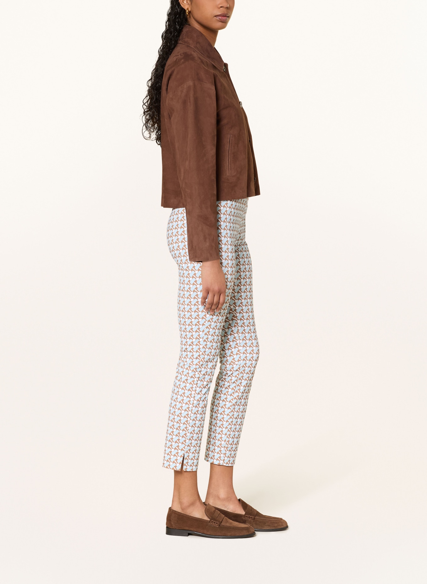 SEDUCTIVE 7/8 kalhoty SABRINA z jersey: TMAVĚ MODRÁ / ČERNOŠEDÁ / BÍLÁ