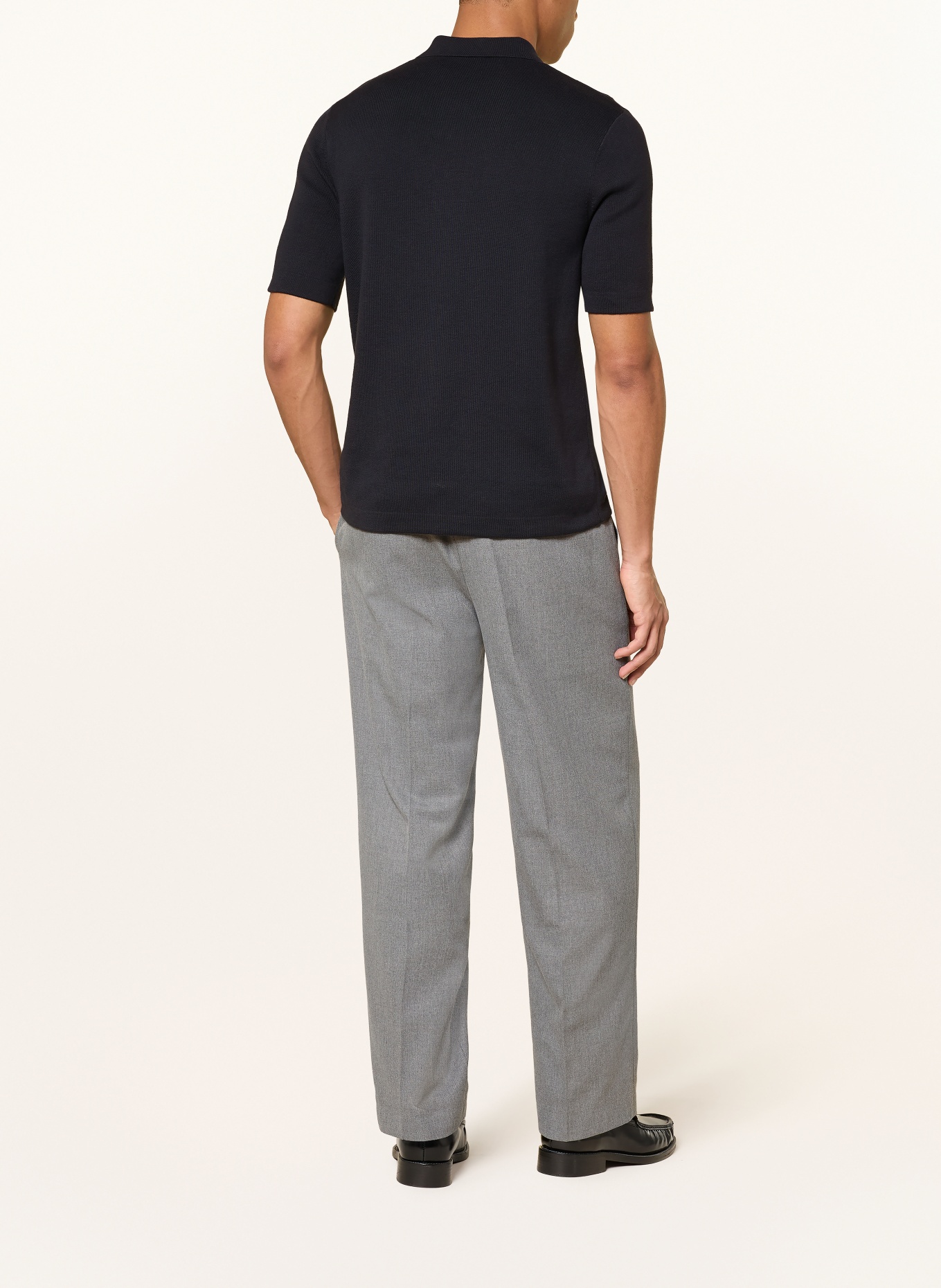 FRED PERRY Strickhemd Slim Fit: DUNKELBLAU