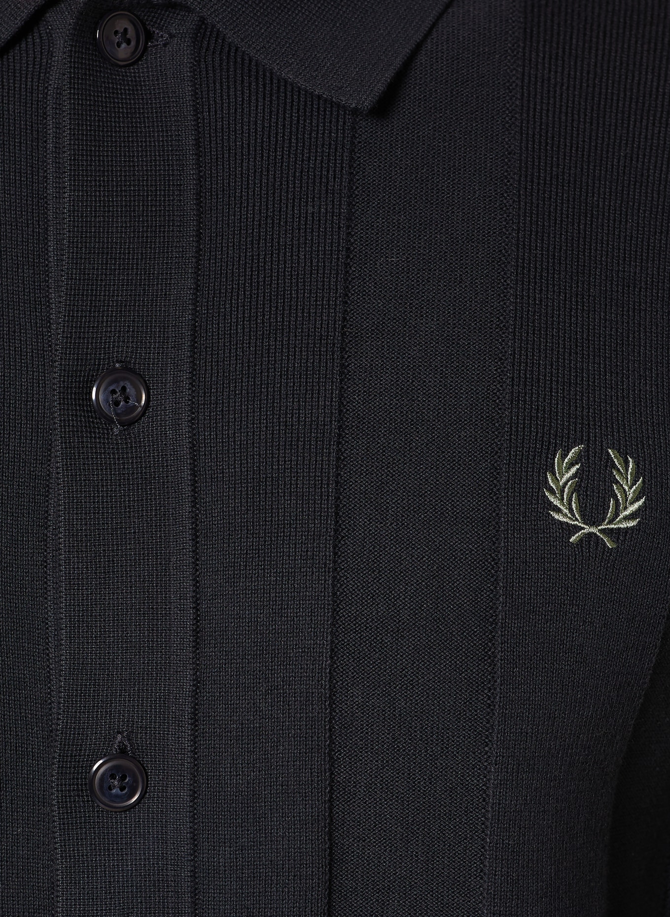 FRED PERRY Strickhemd Slim Fit: DUNKELBLAU